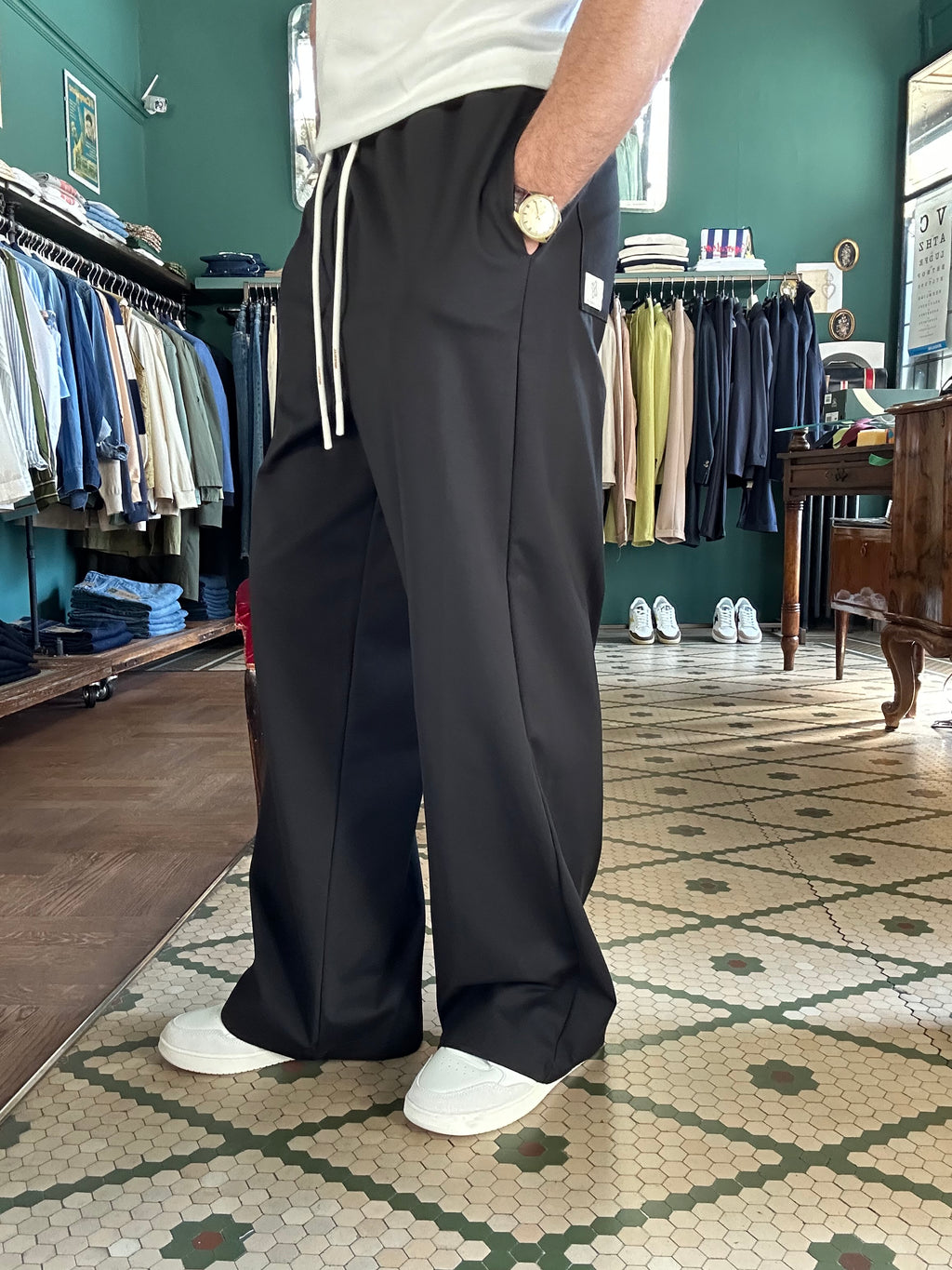Black oversized wide-leg trousers