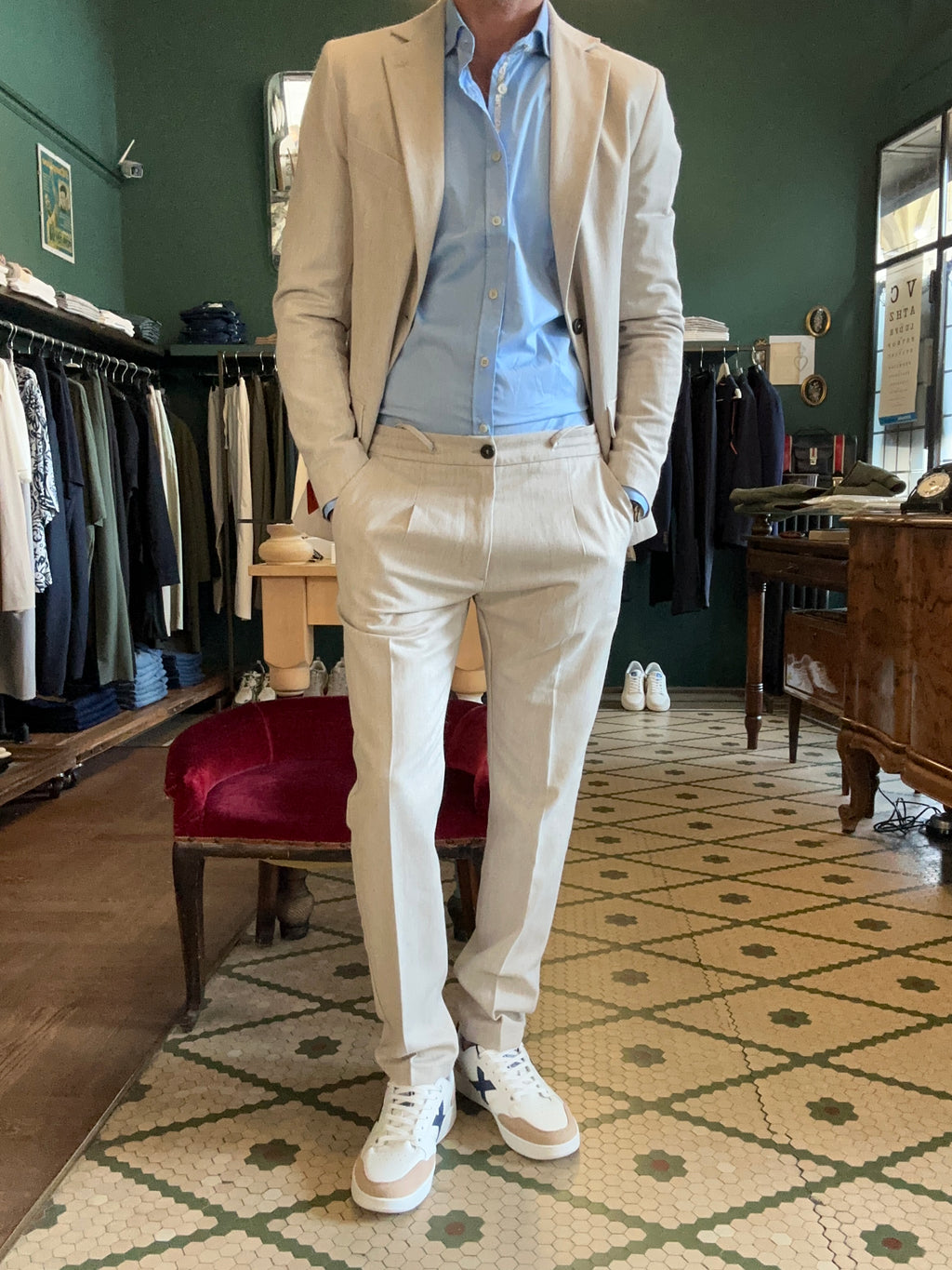 herringbone fabric suit