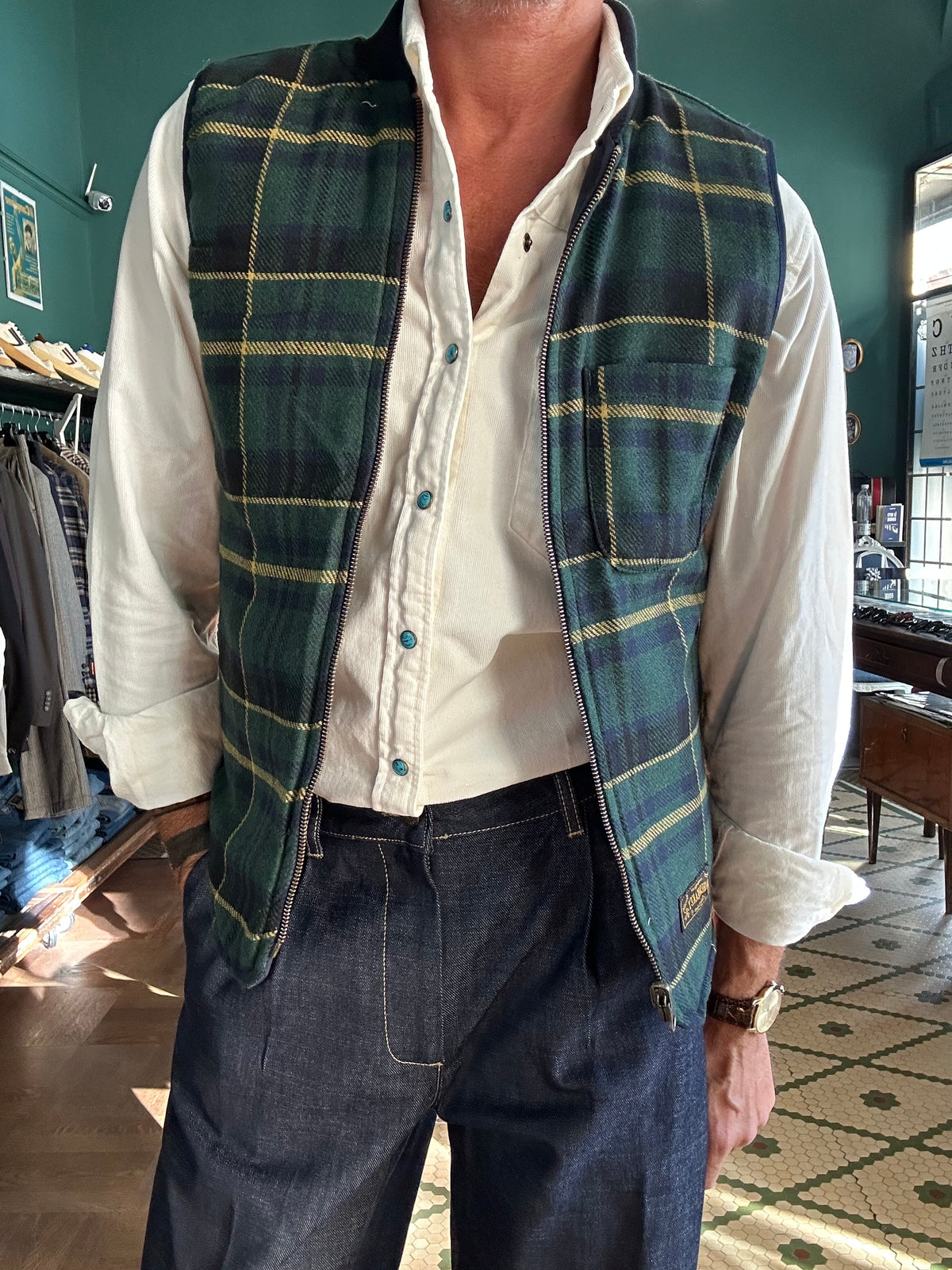 Gilet onion liver seawolf double-face tartan wool Chesapeack’s