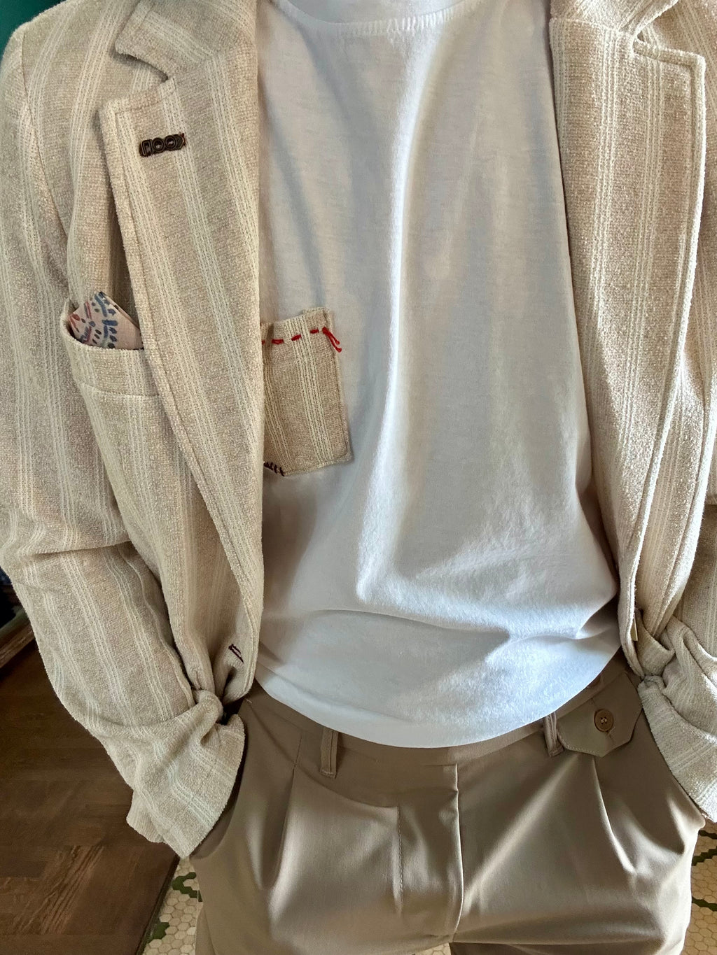 Koon beige striped bouclé jacket