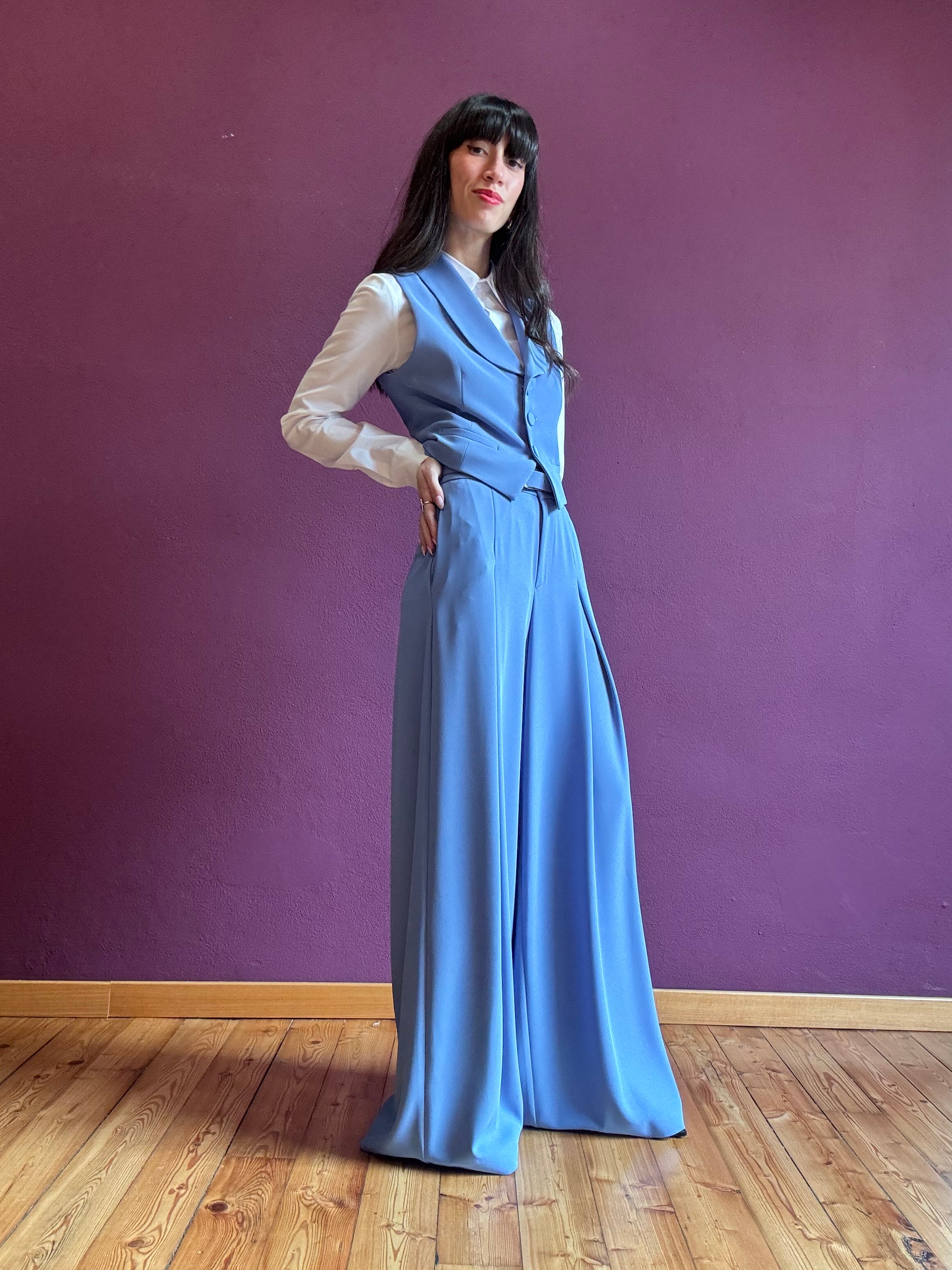 Palazzo trousers with pleats