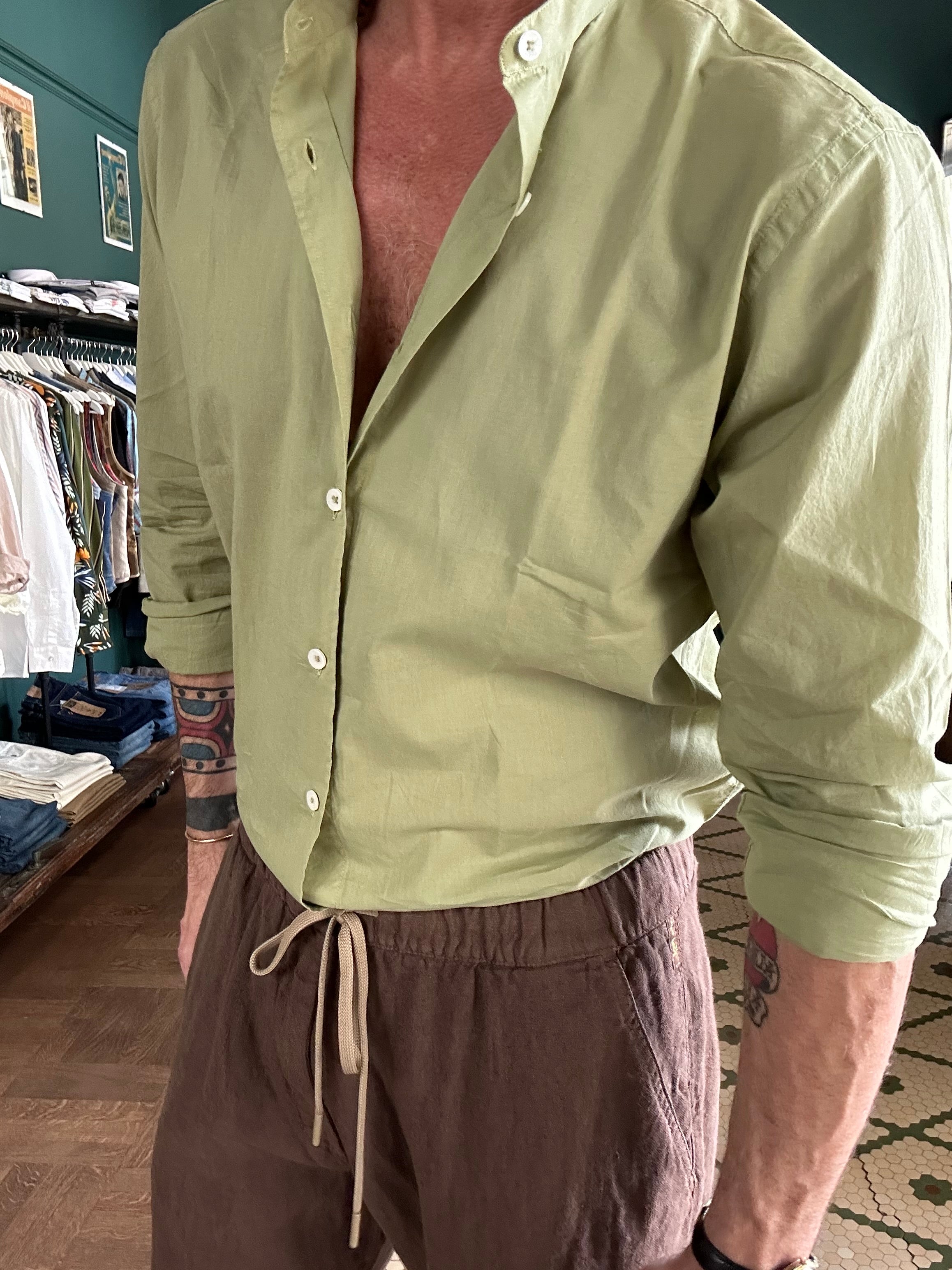 Camicia coreana in mussola di cotone