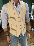 Garry's earth linen cotton striped vest