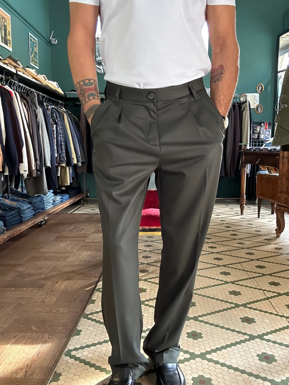 Pantalone doppia pence regular fit