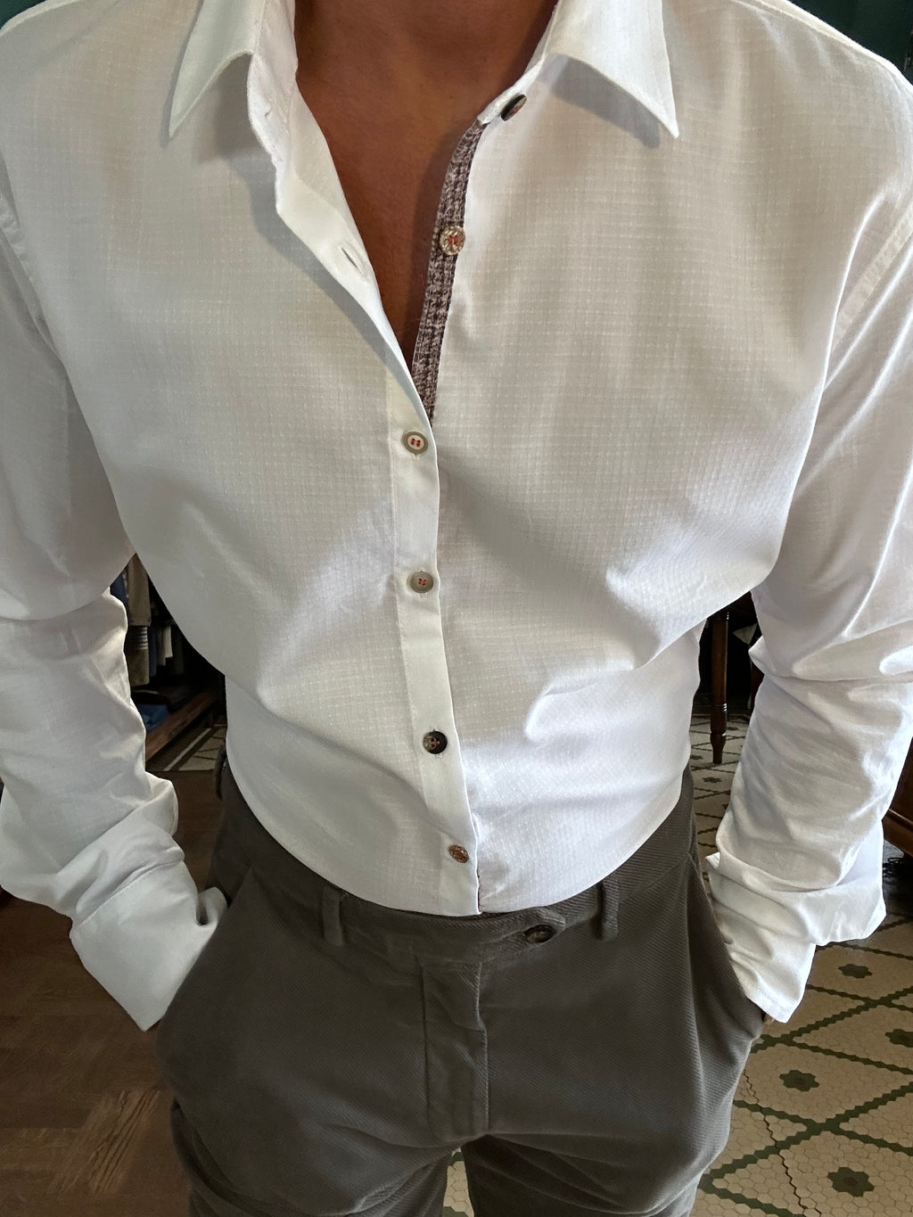 Camicia Koon cotone operato con toppe patch