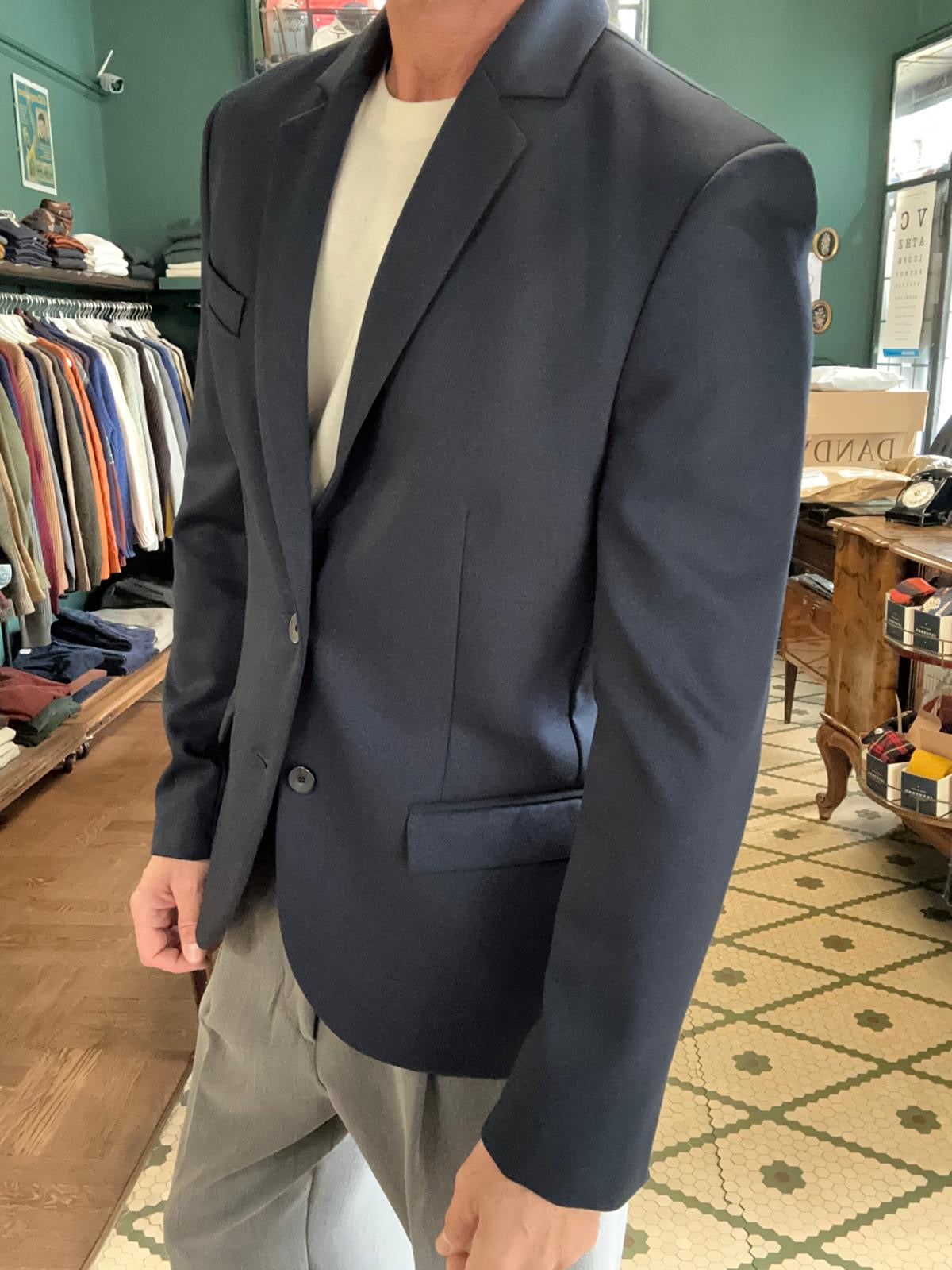 Blue single-breasted jacket