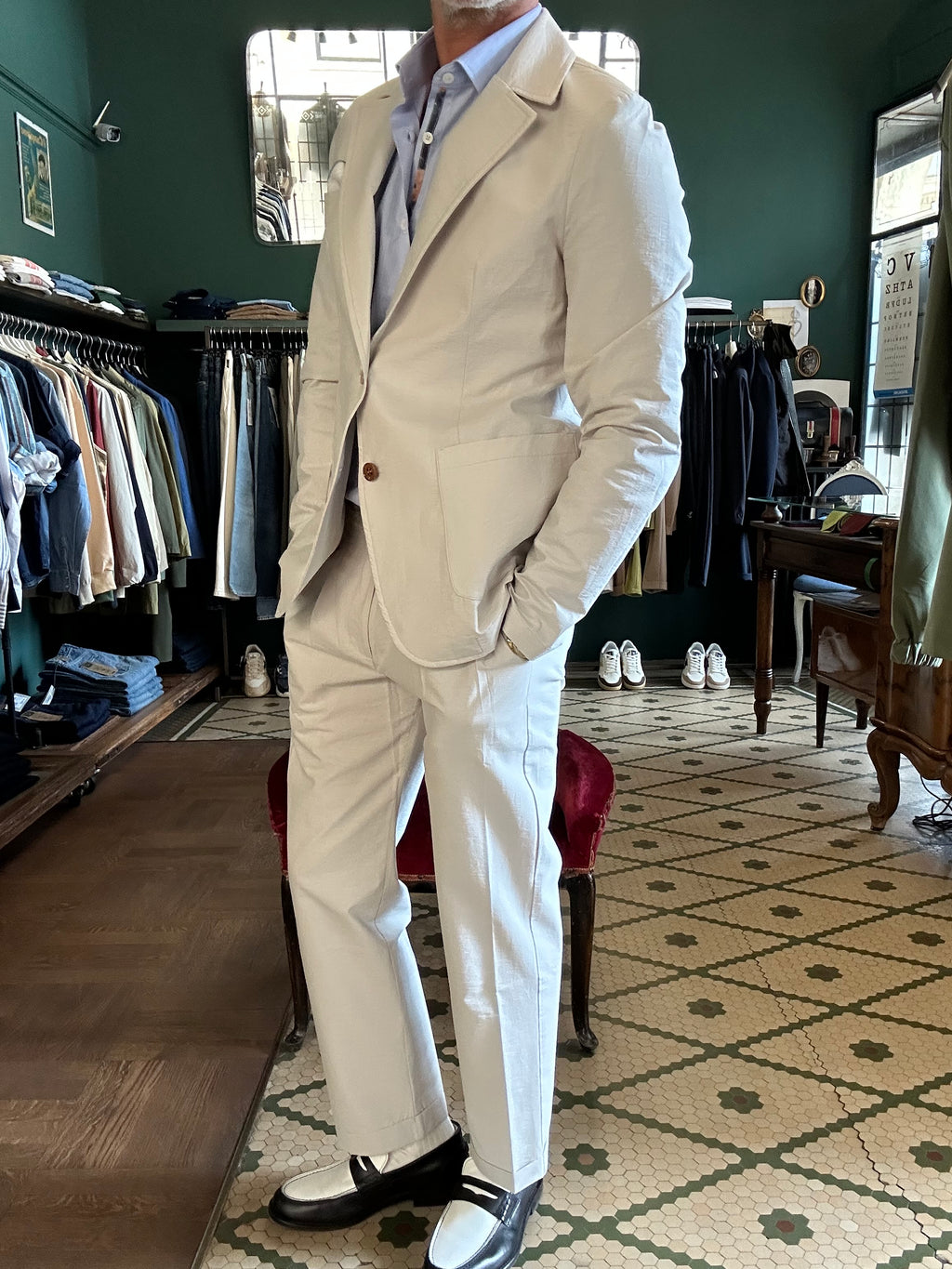 Embossed cotton suit