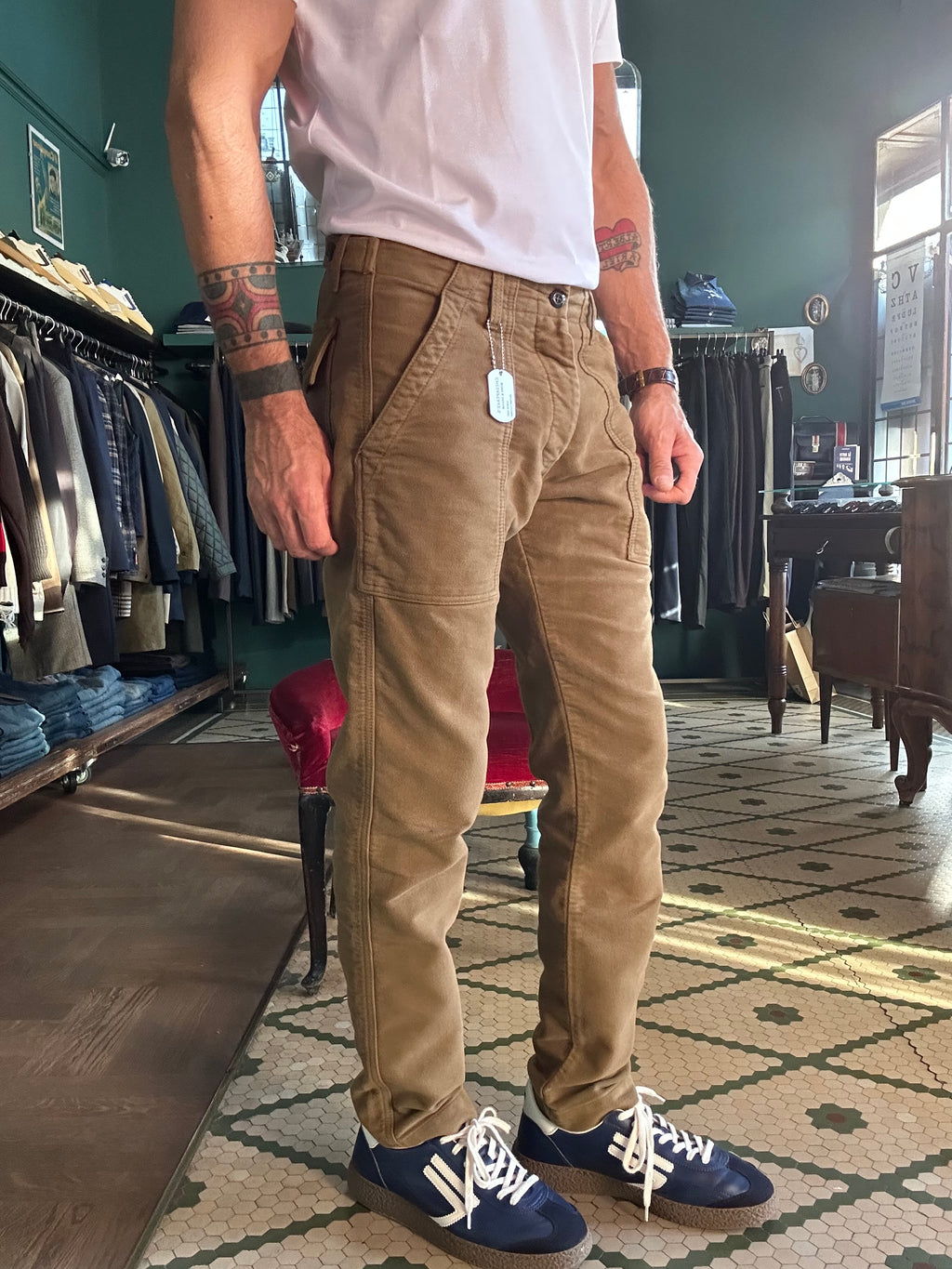 Pantalone fatigue moleskine degrasse