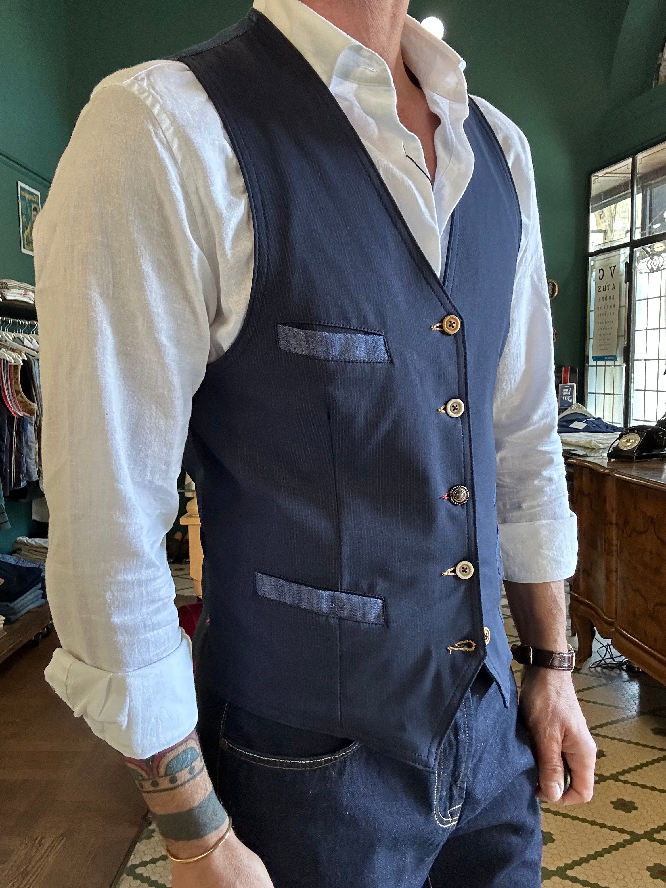 Gilet Garry’s Earth trama a righe elasticizzato Made in Italy