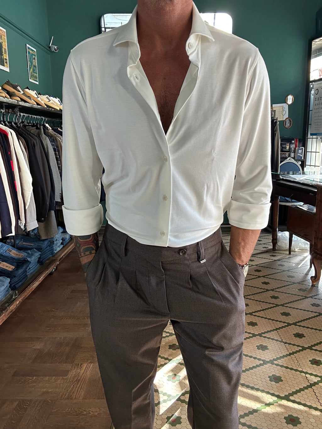 Camicia Adam in jersey no stiro