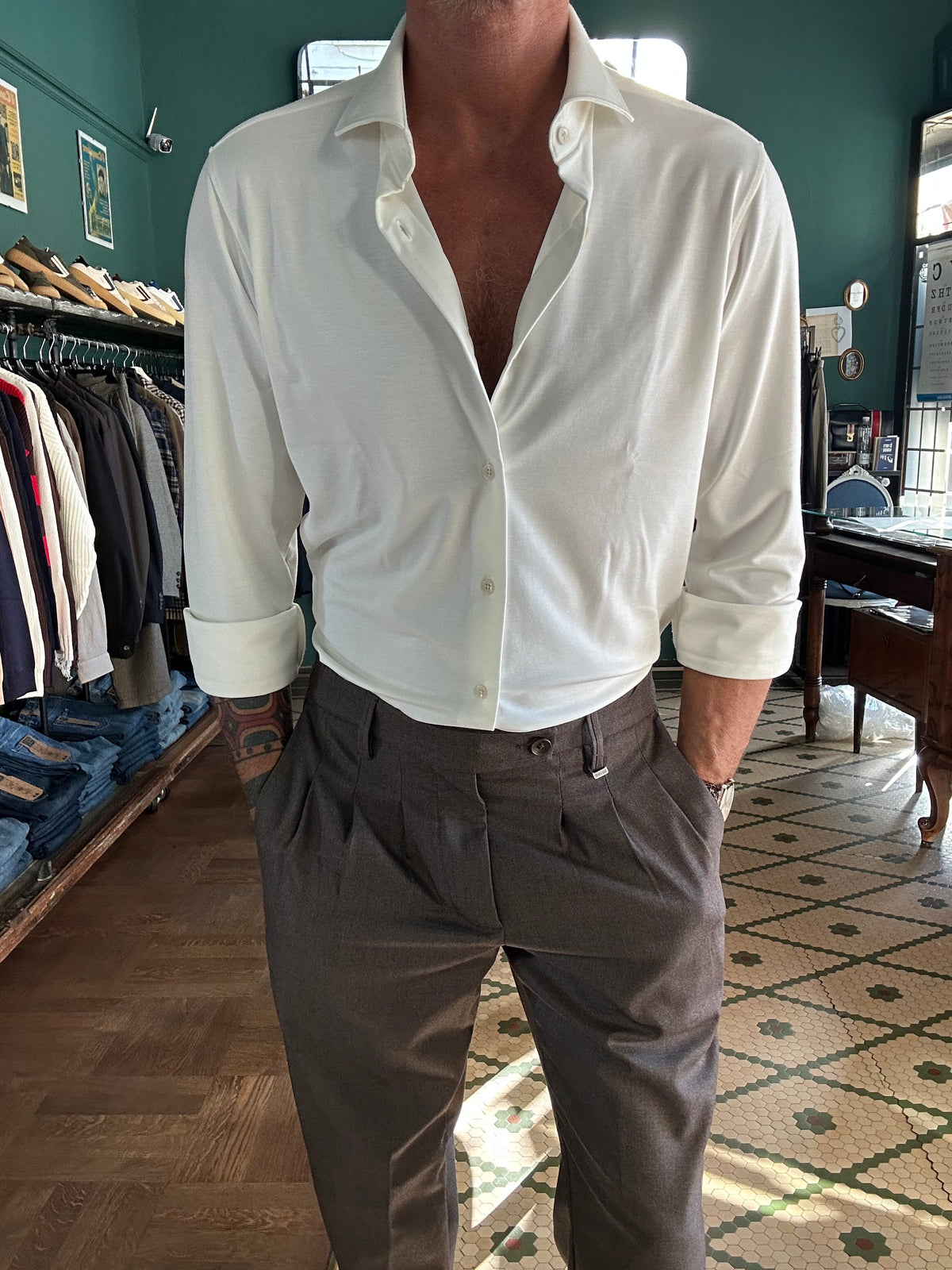 Camicia Adam in jersey no stiro