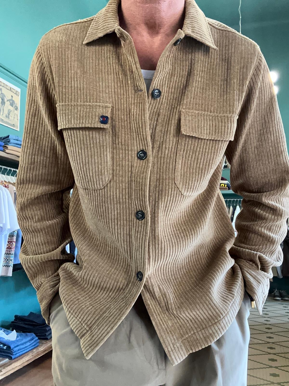 camicia casacca in velluto a coste