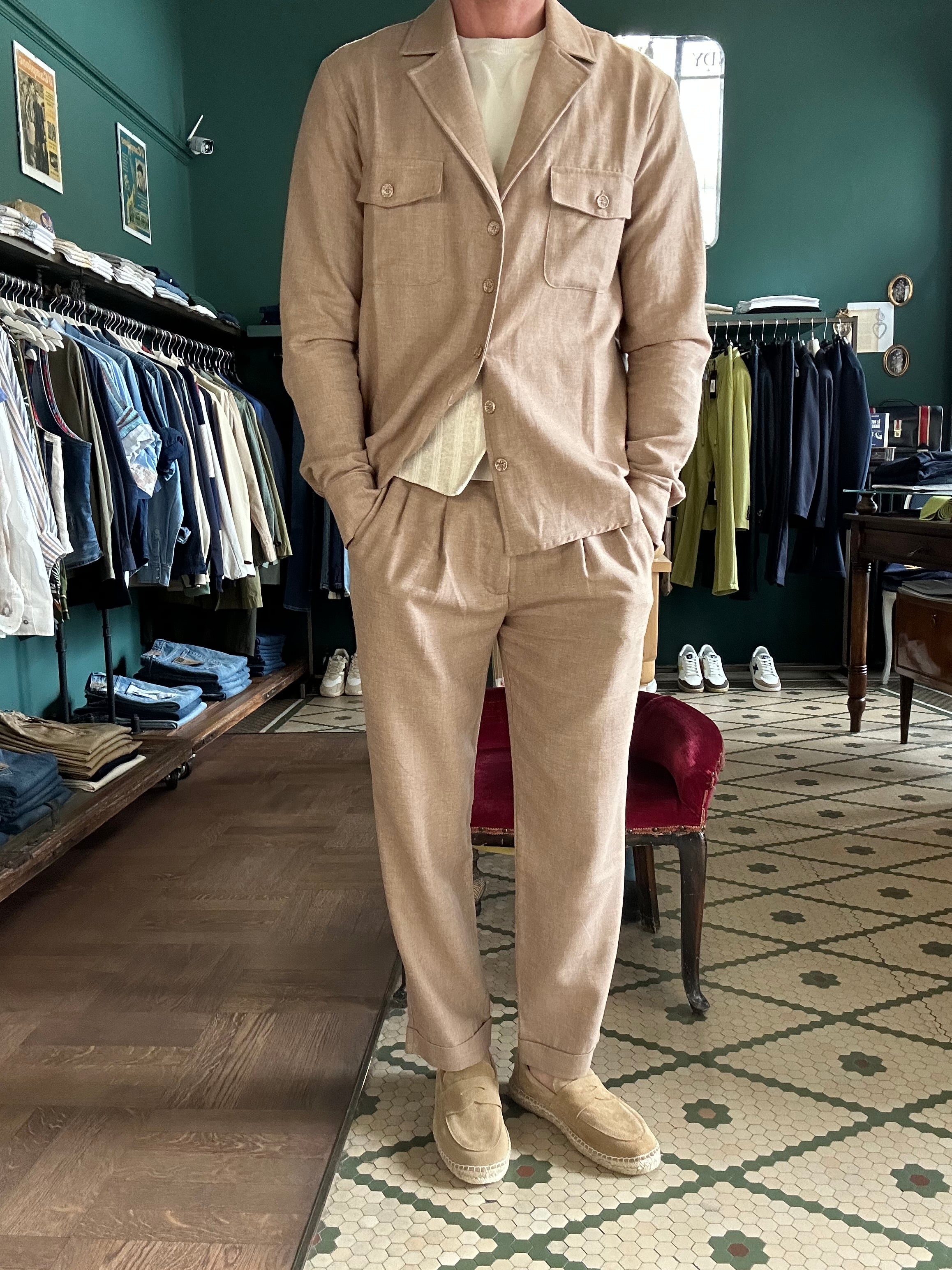 Koon mixed linen trousers with double pleats