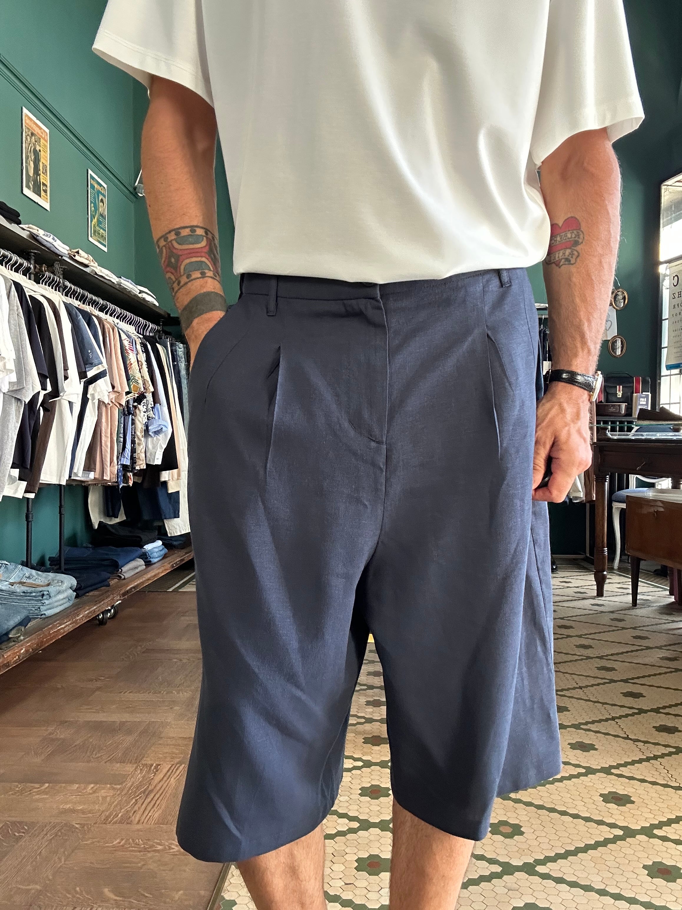 Bermuda over misto lino Made in Italy