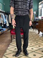 Pantalaccio regular fit cotone lino nero