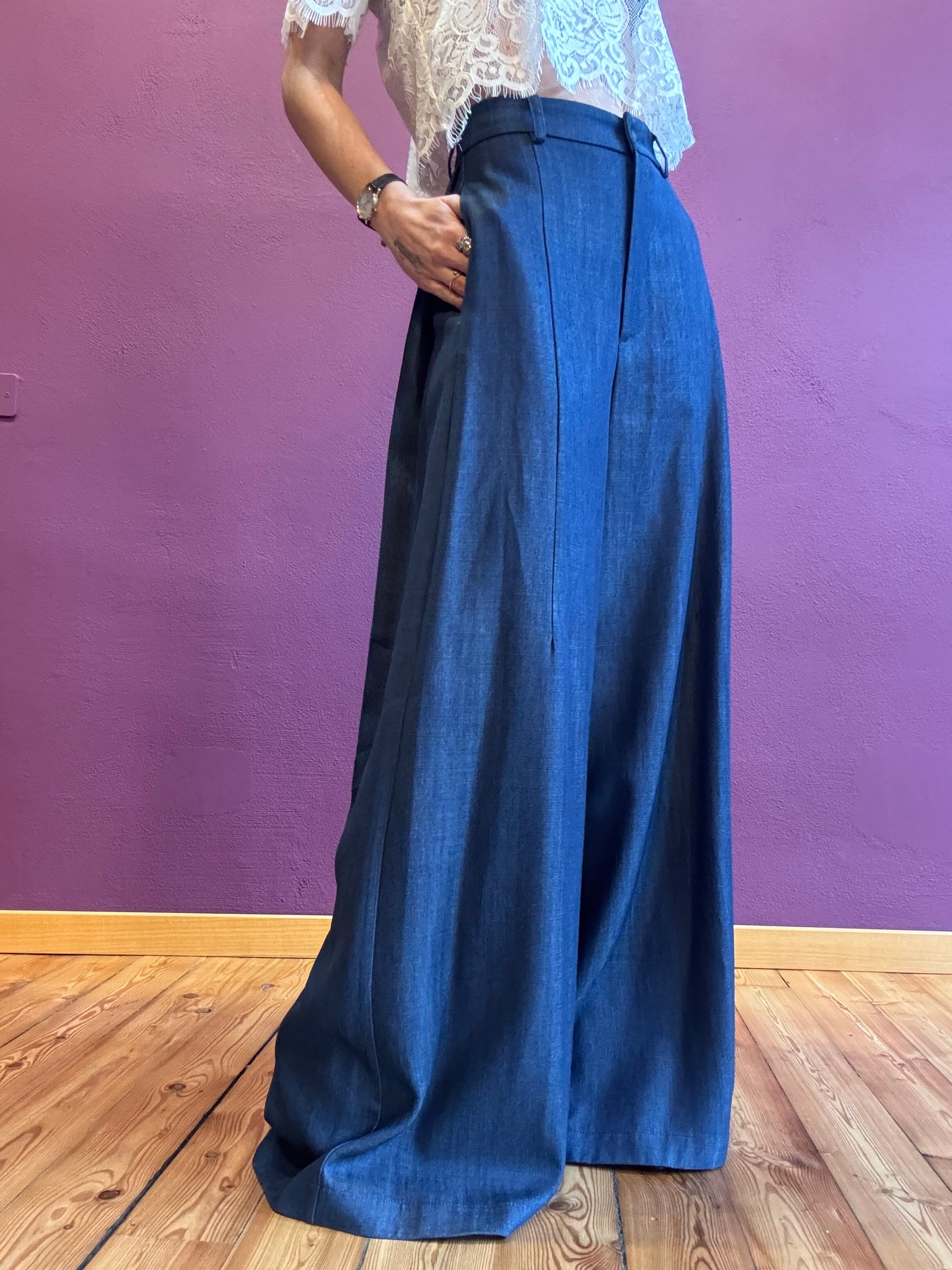 Pantalone palazzo chambray