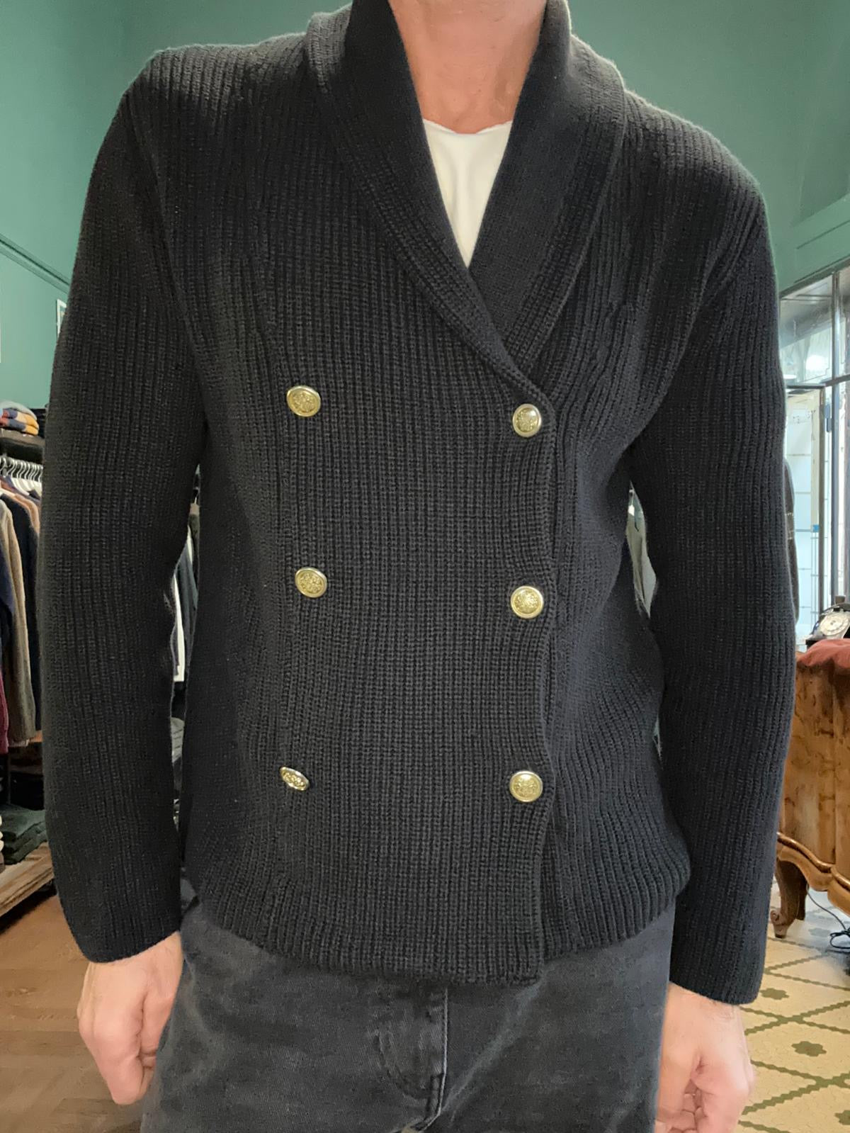 Maglia doppiopetto a coste inglese nera