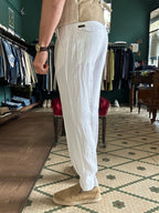Pegaso trousers with linen-effect pleats