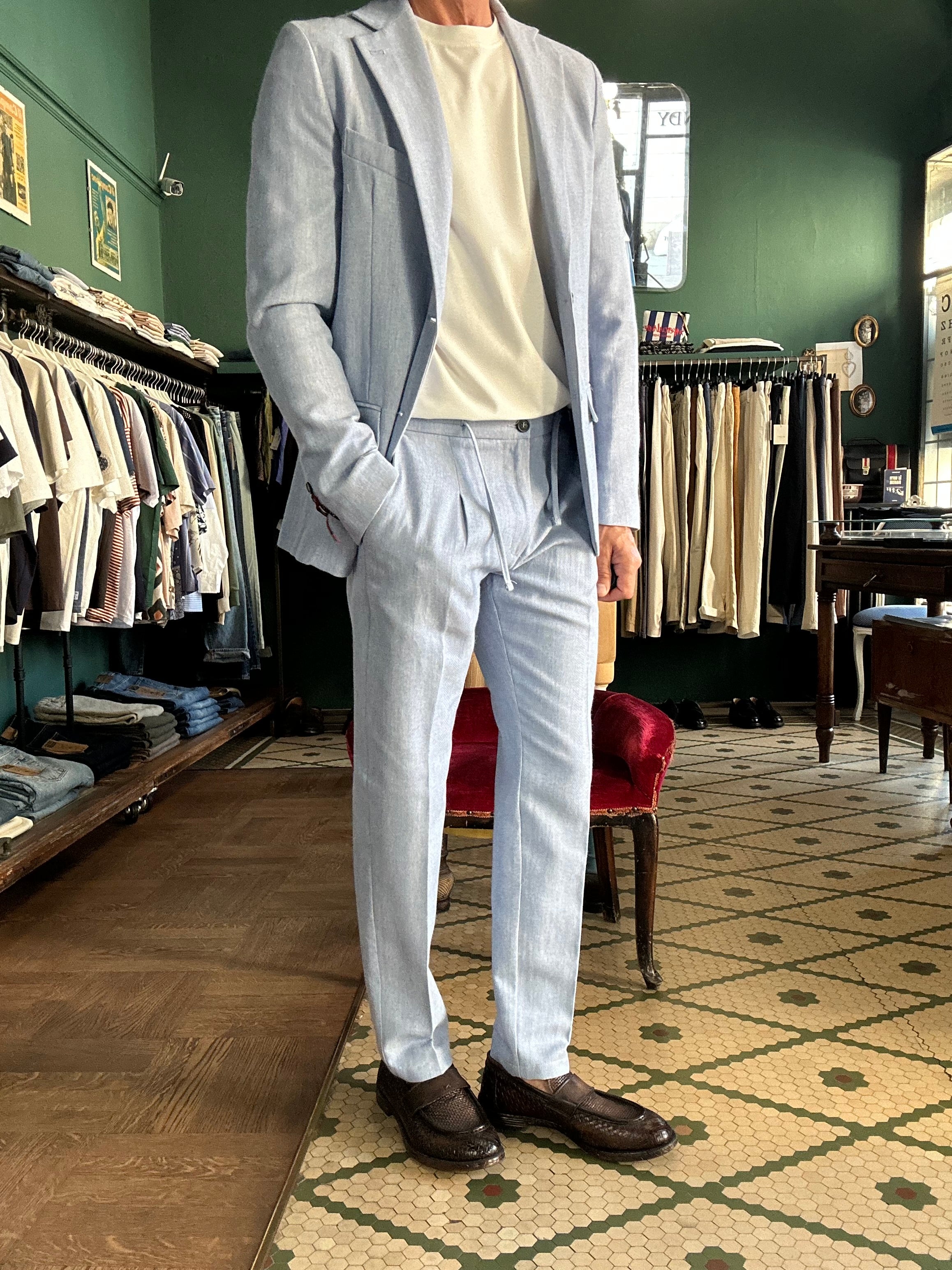 herringbone fabric suit