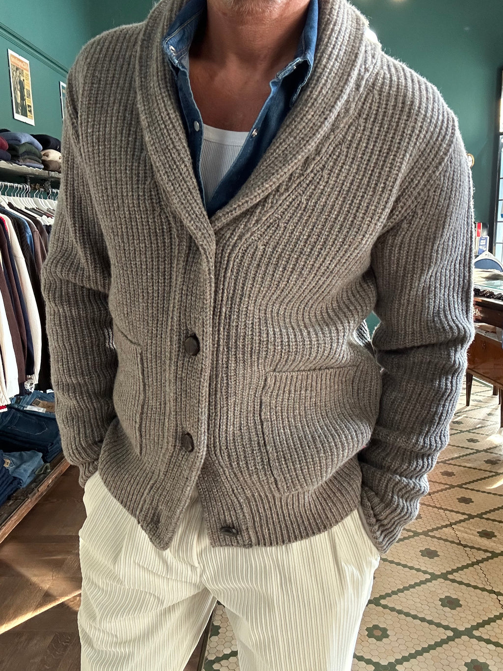 Cardigan 100% lana Made in Italy