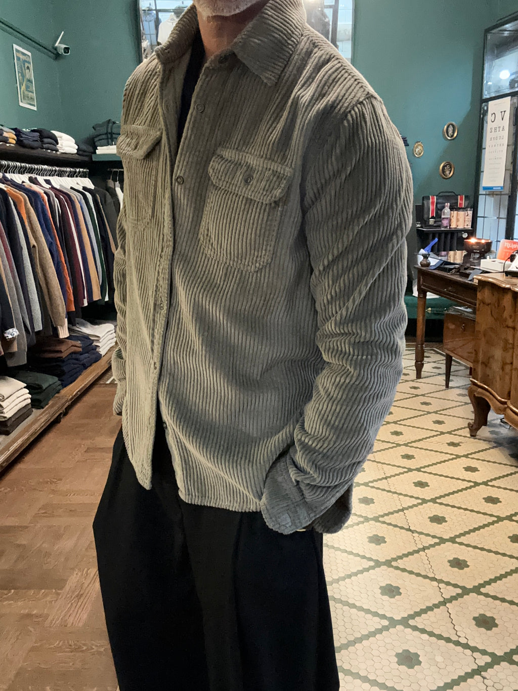 Camicia overshirt in velluto a coste