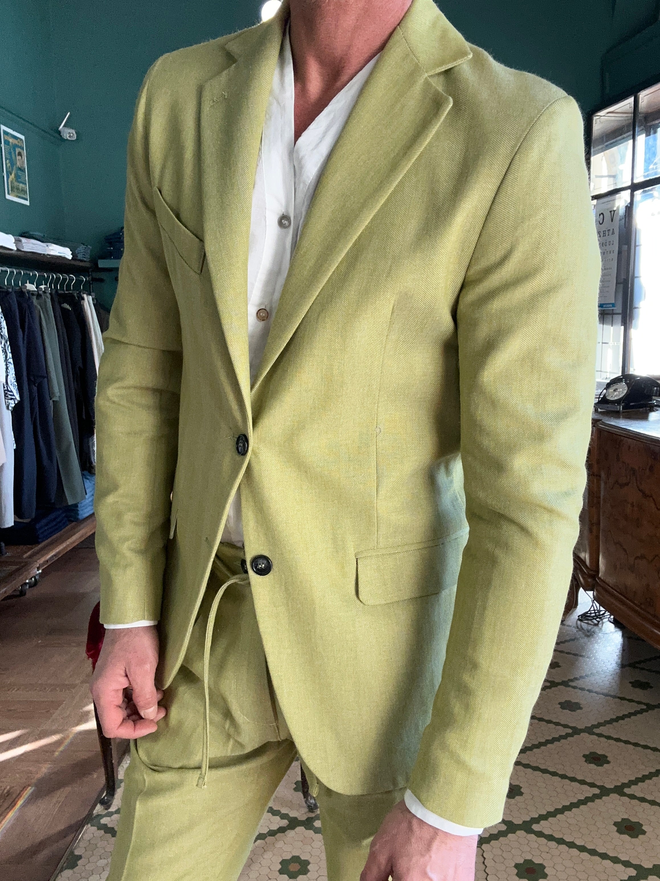 Giacca monopetto tessuto spigato