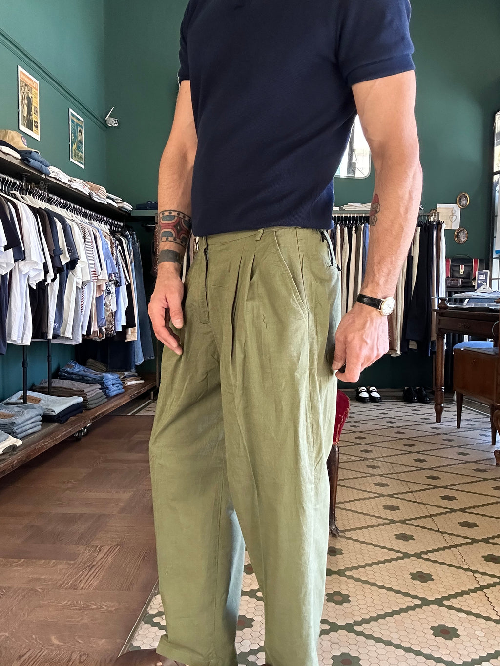 Pantalone over lino cotone