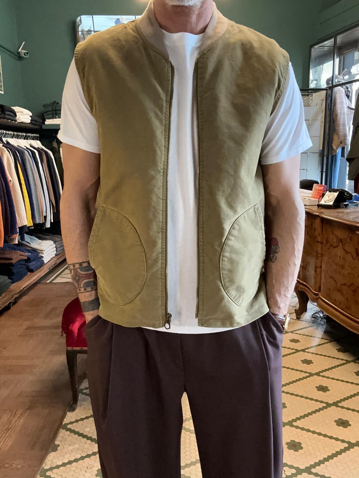 Gilet chesapeake’s verde cachi con interno in sherpa