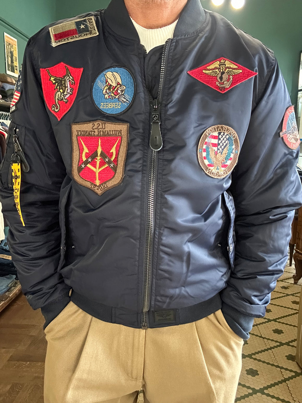 TOP GUN® MA-1 NYLON BOMBER JACKET WITH PATCHES