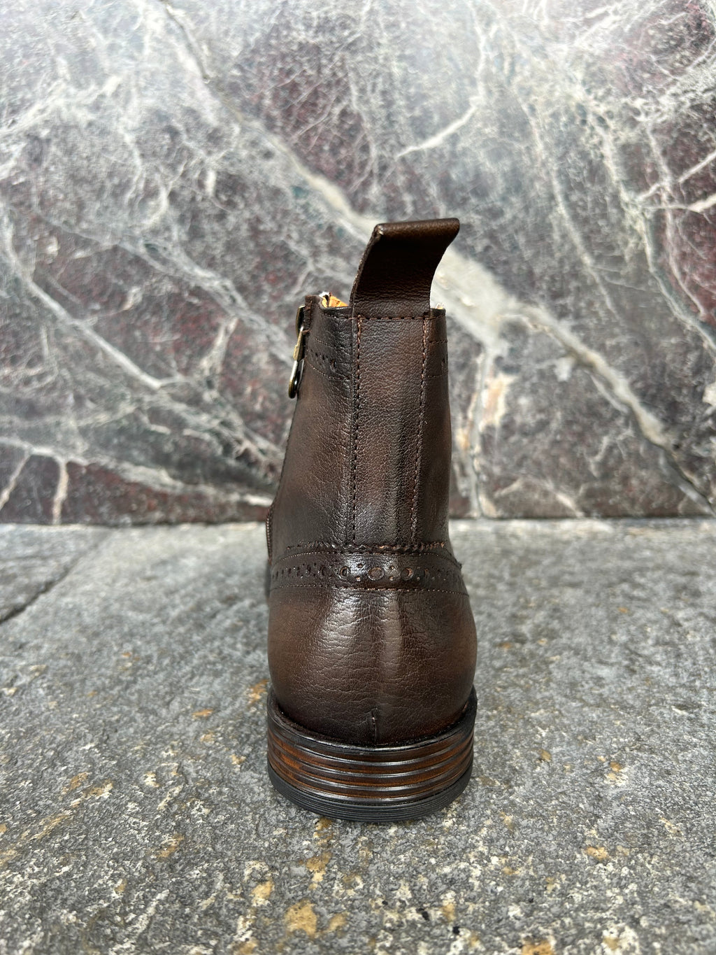 stivaletto stringato in vitello e suede testa di moro