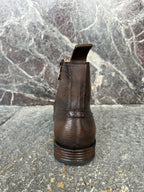 stivaletto stringato in vitello e suede testa di moro