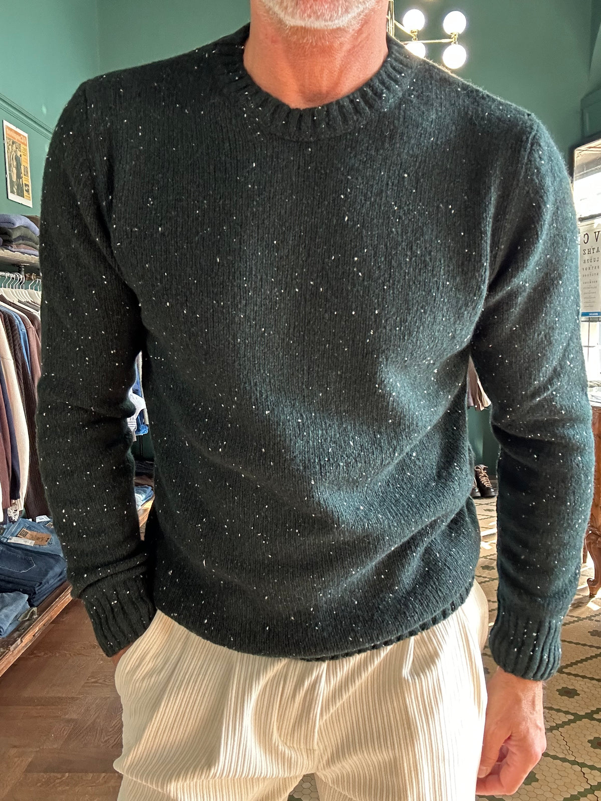 Maglione bottonato girocollo misto lana