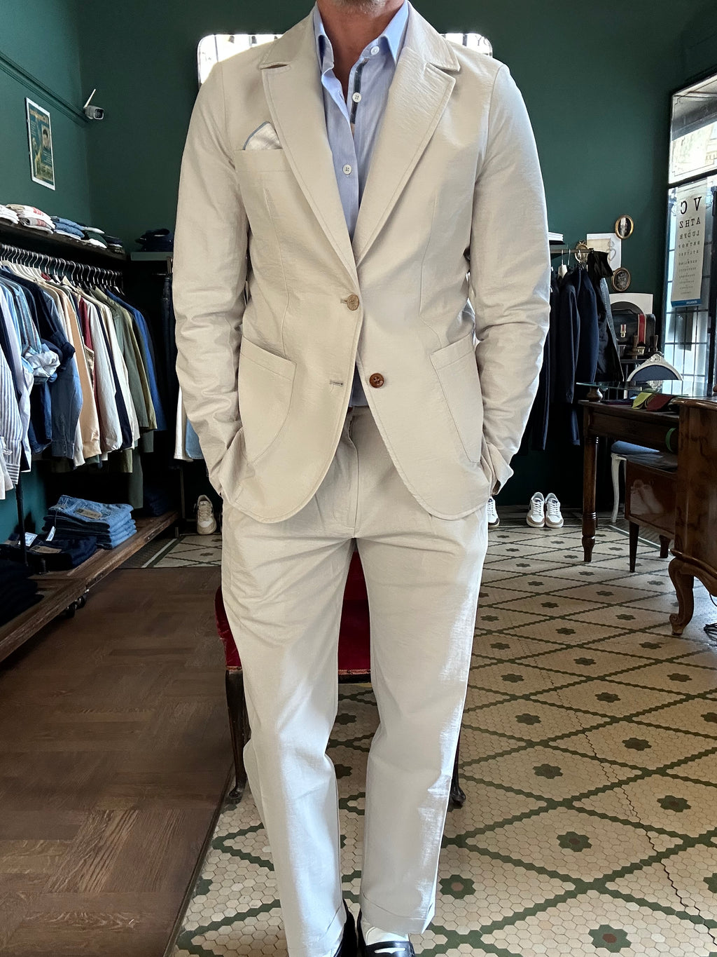Embossed cotton suit