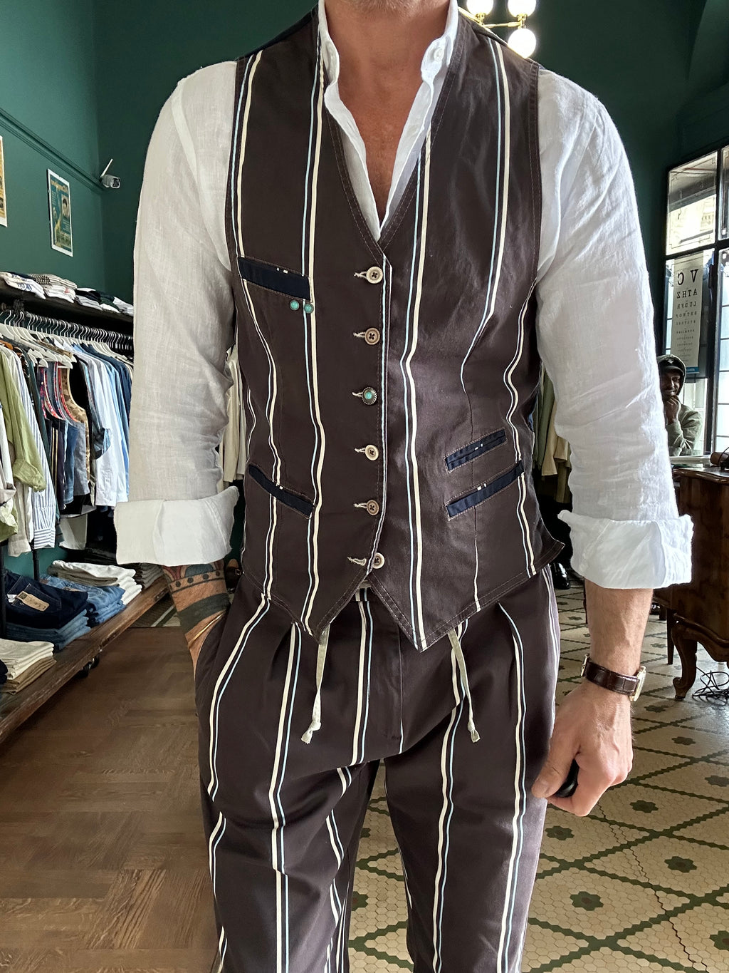 Pantalaccio garry’s earth a righe cotone Made in Italy