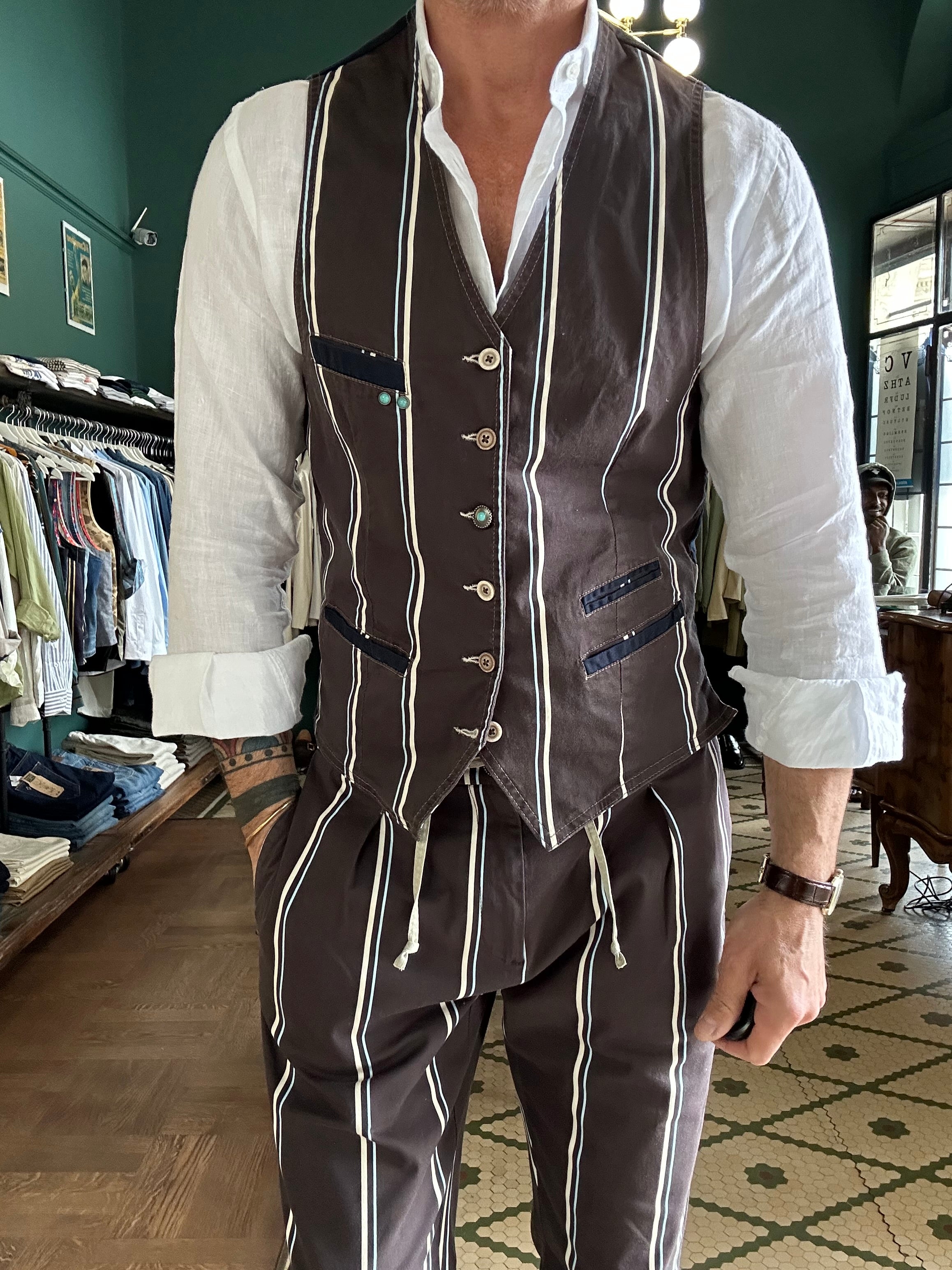 Pantalaccio garry’s earth a righe cotone Made in Italy