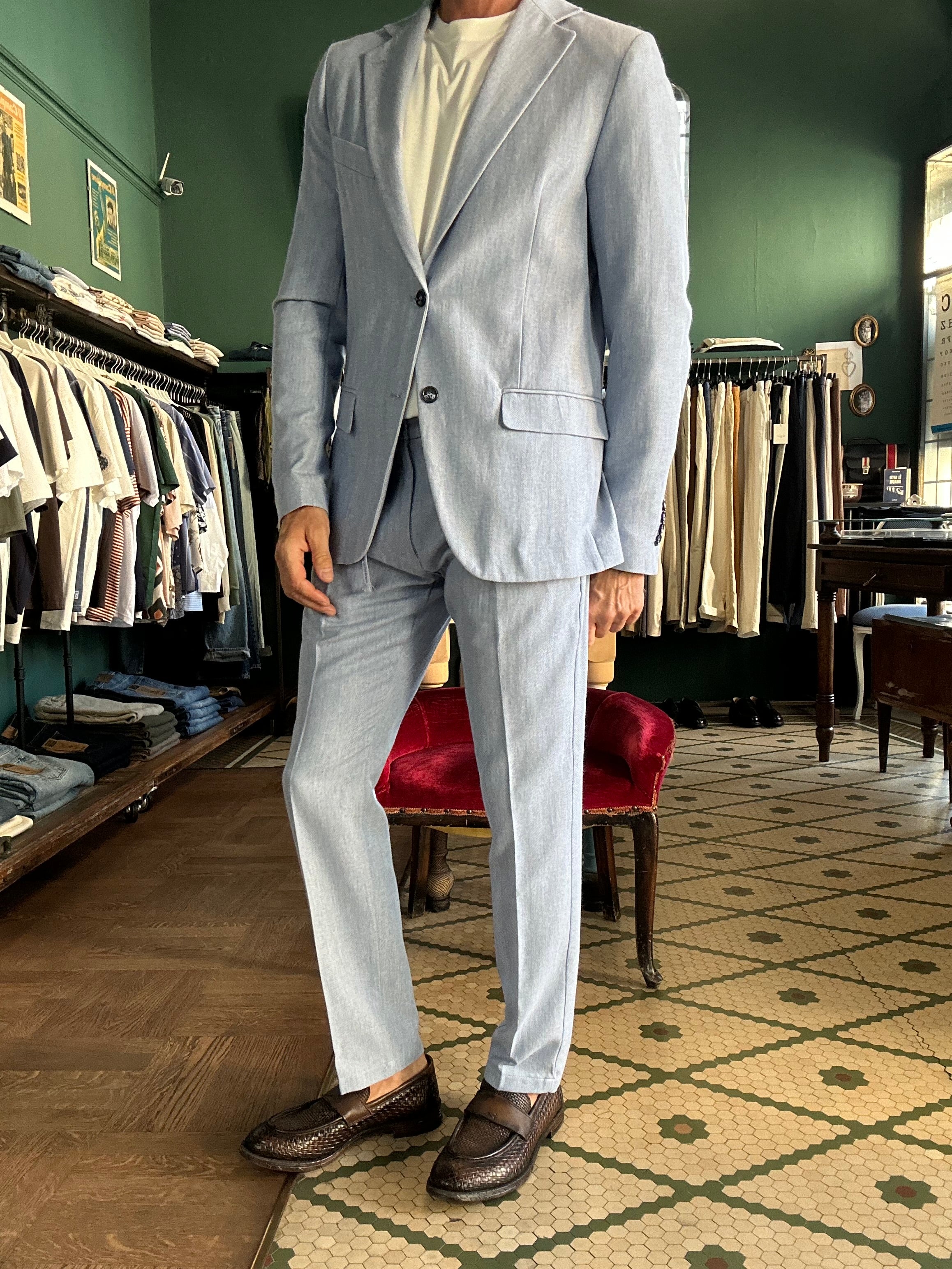 herringbone fabric suit