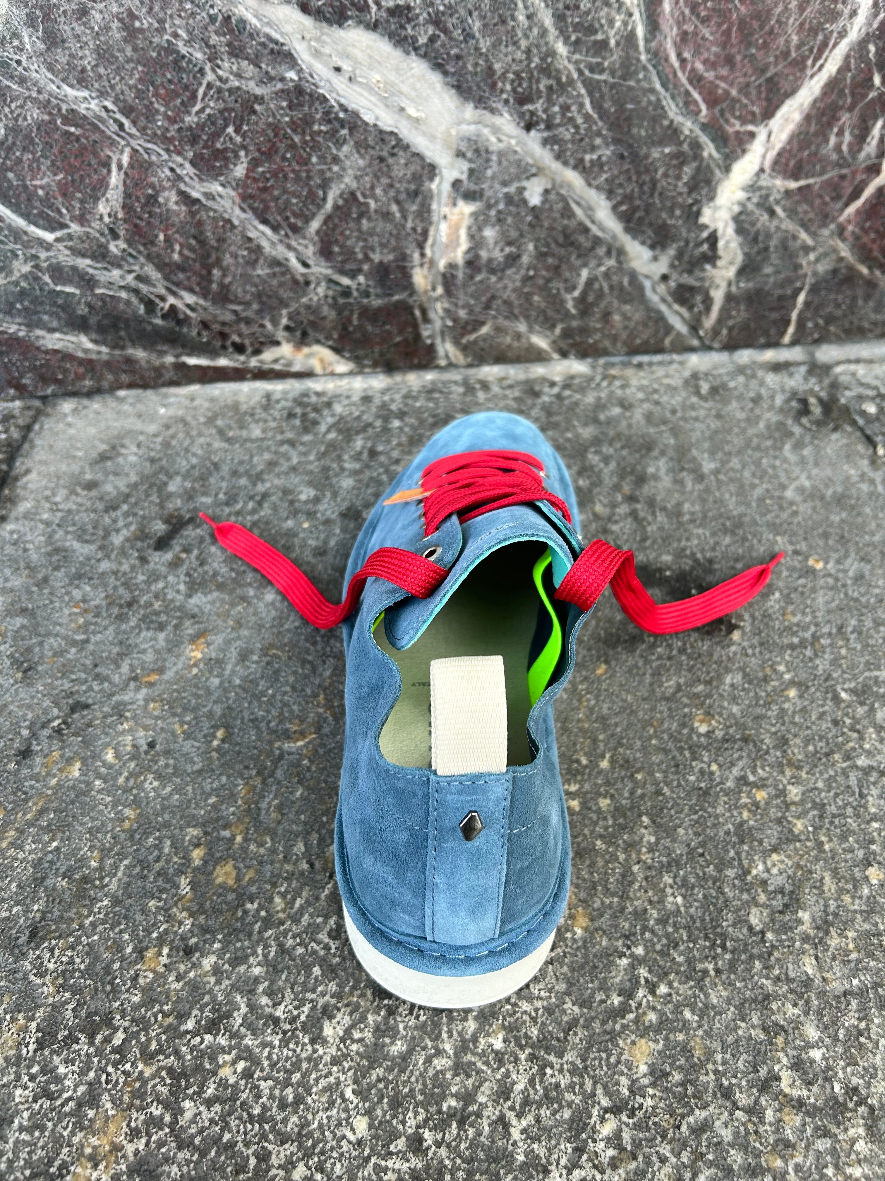 Panchic basse in suede blu e rosso