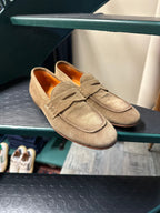 Suede loafer with leather sole
