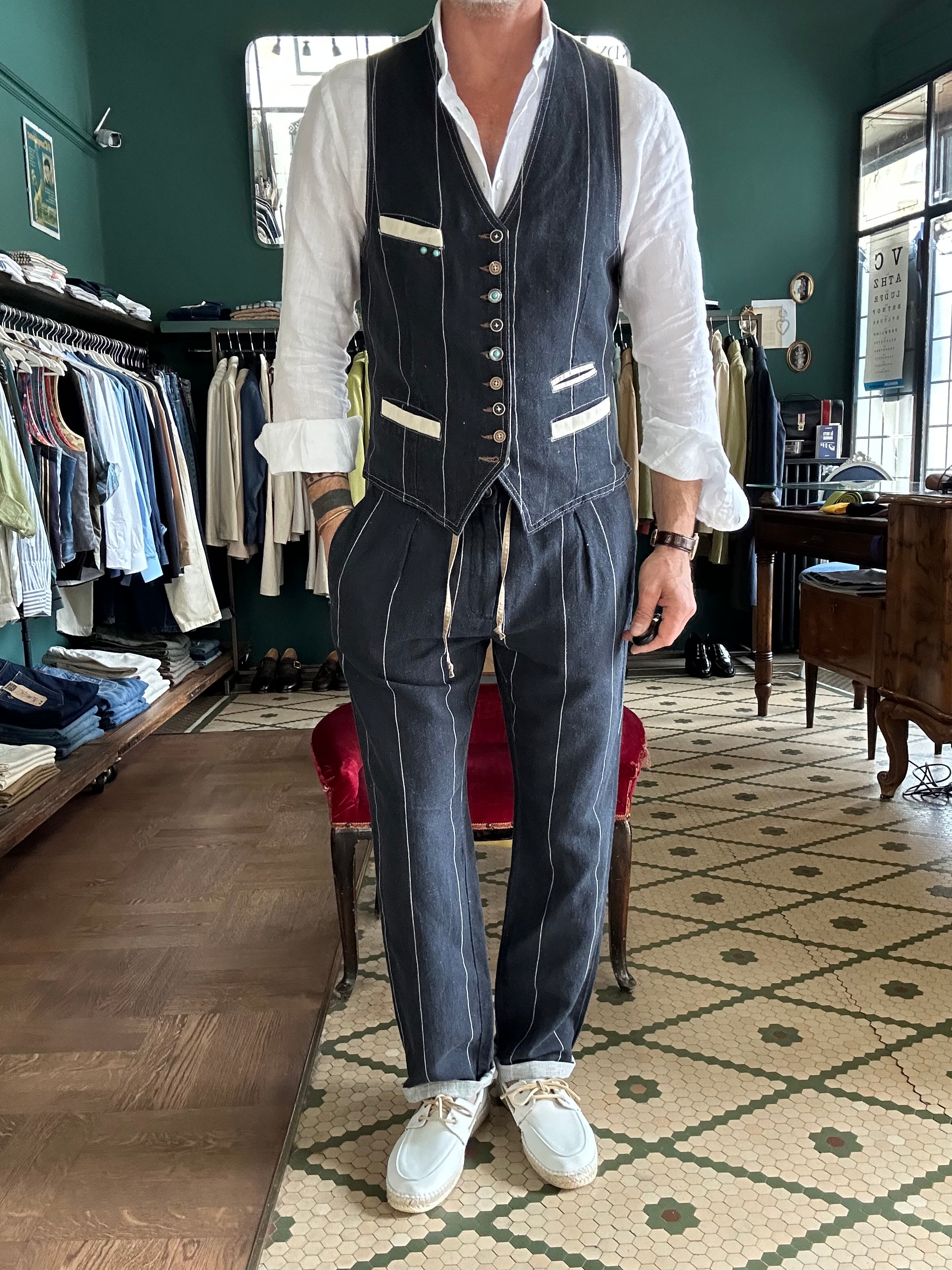 Pantalaccio garry’s earth a righe lino cotone Made in Italy