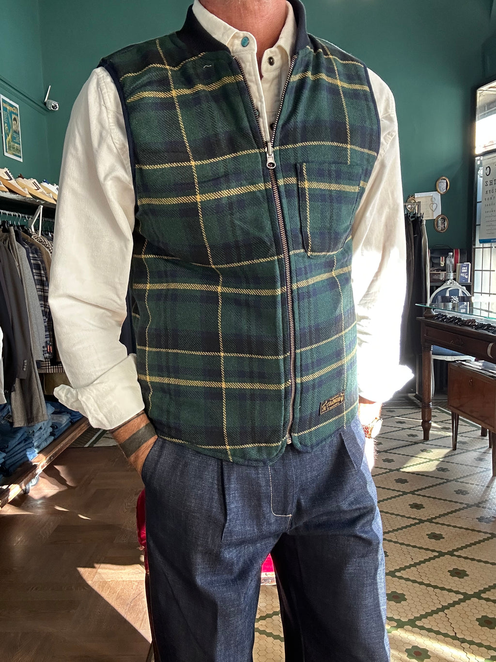 Gilet onion liver seawolf double-face tartan wool Chesapeack’s