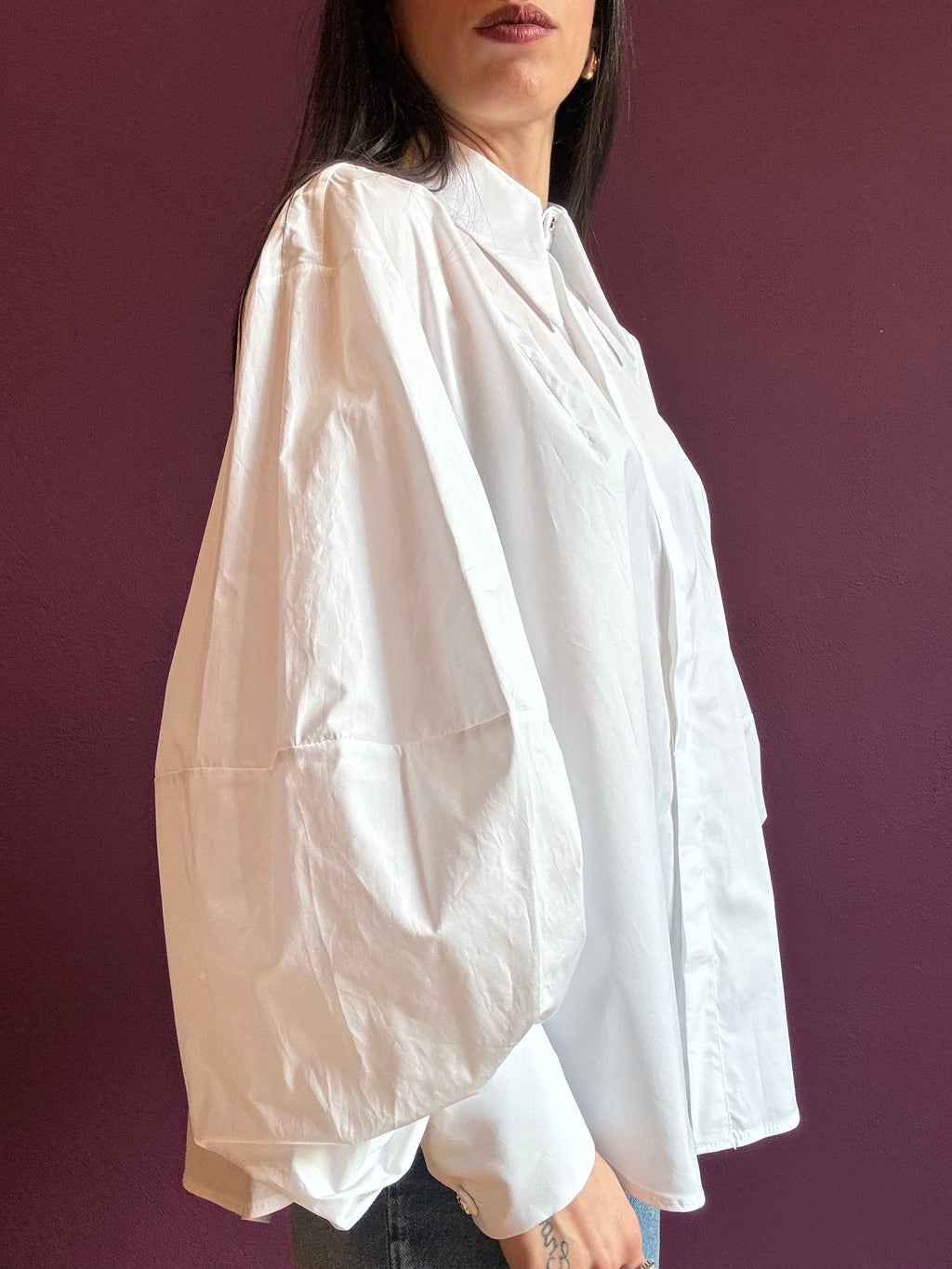 Camicia oversize con maniche a sbuffo