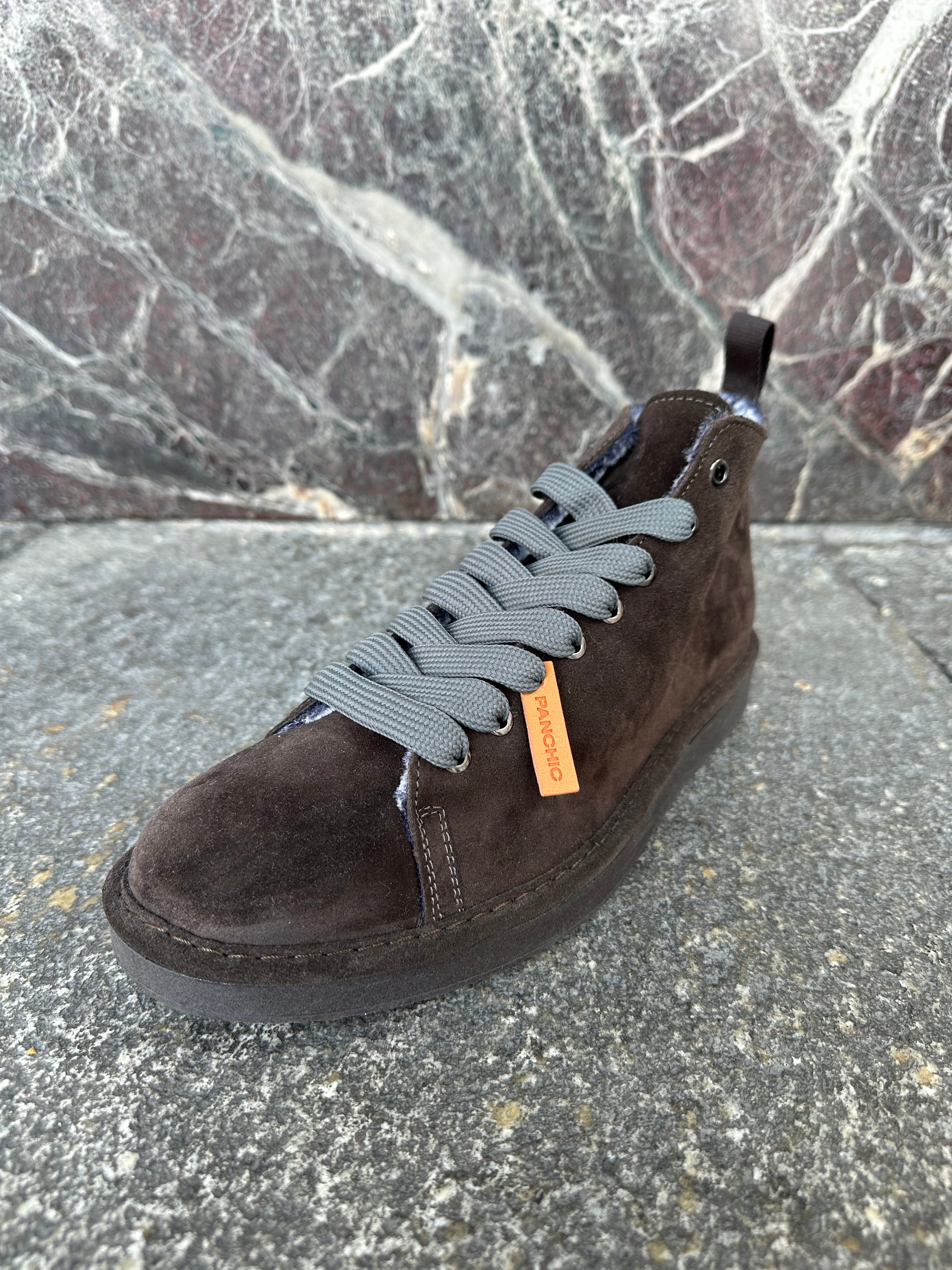 Panchic alte in suede ebano e grigio