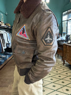 TOP GUN® VINTAGE PREMIUM "TOP HOOK" LEATHER JACKET WITH REMOVABLE MOUTON COLLAR