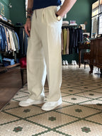 Linen blend oversized trousers with pleats