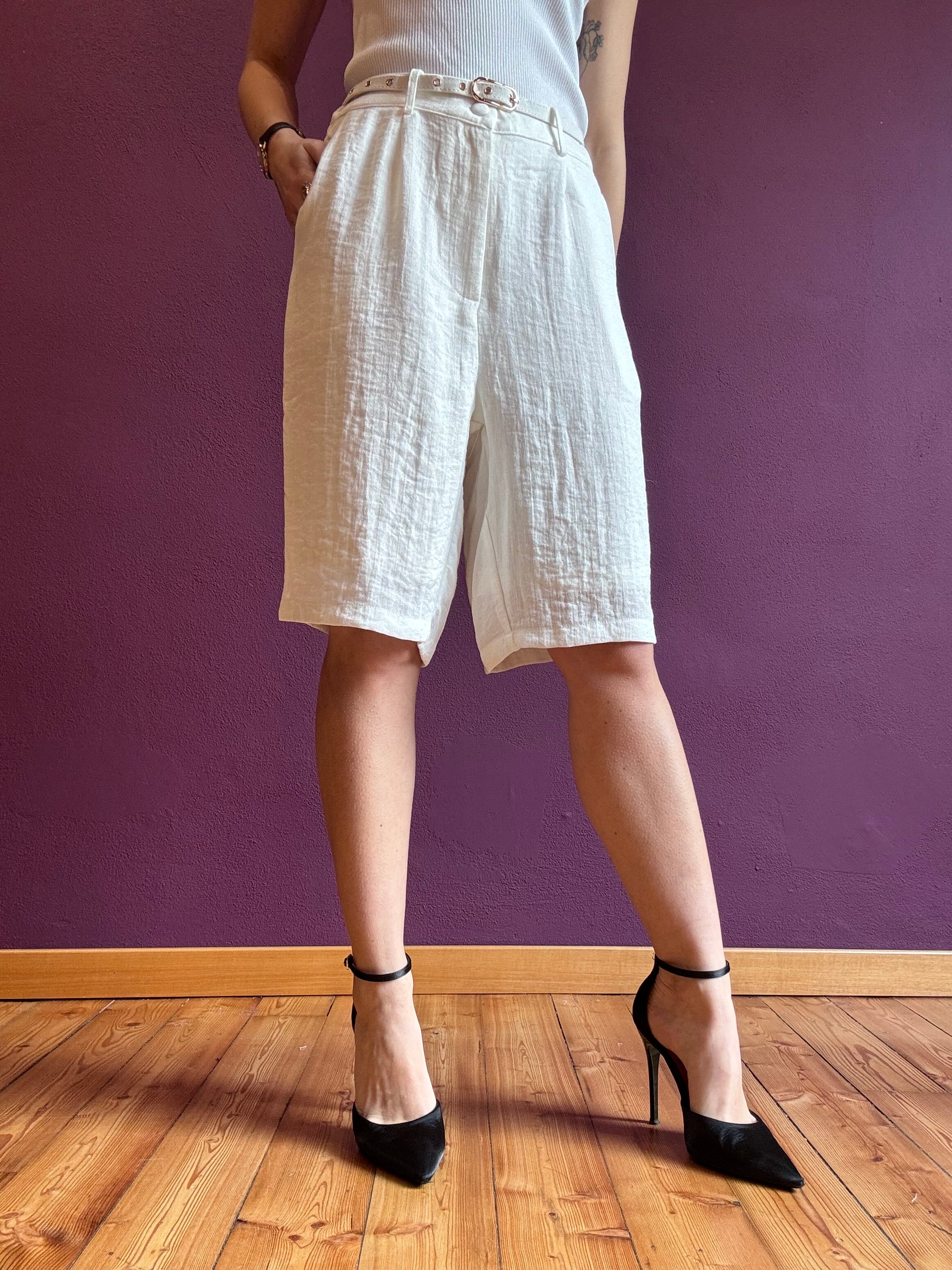 Jorts effetto lino con cintura