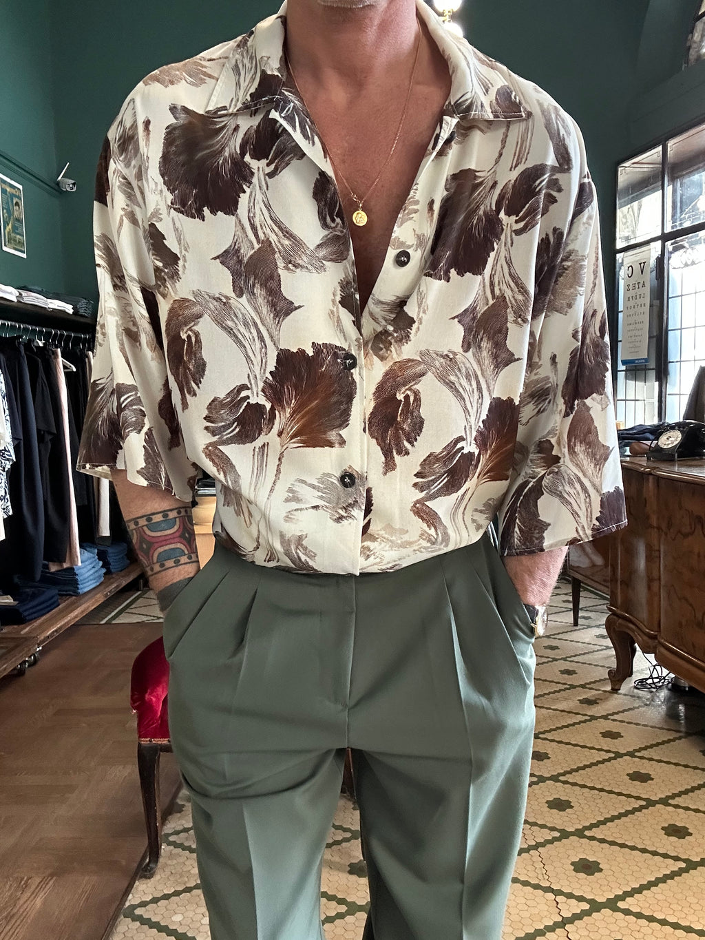 Camicia oversize con manica 3/4