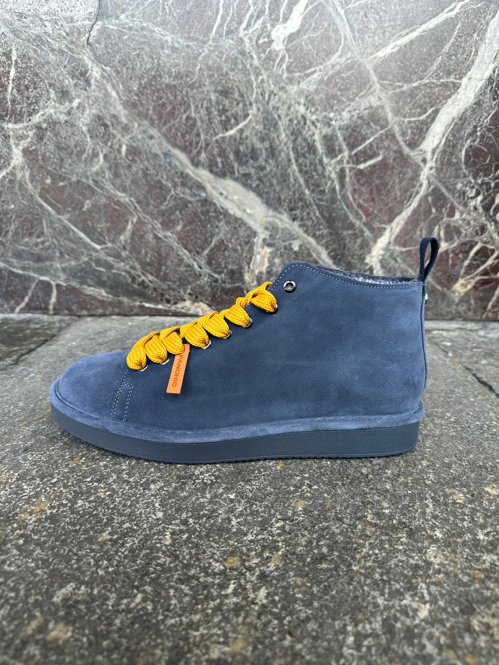 Panachic alte in suede blu scuro e giallo