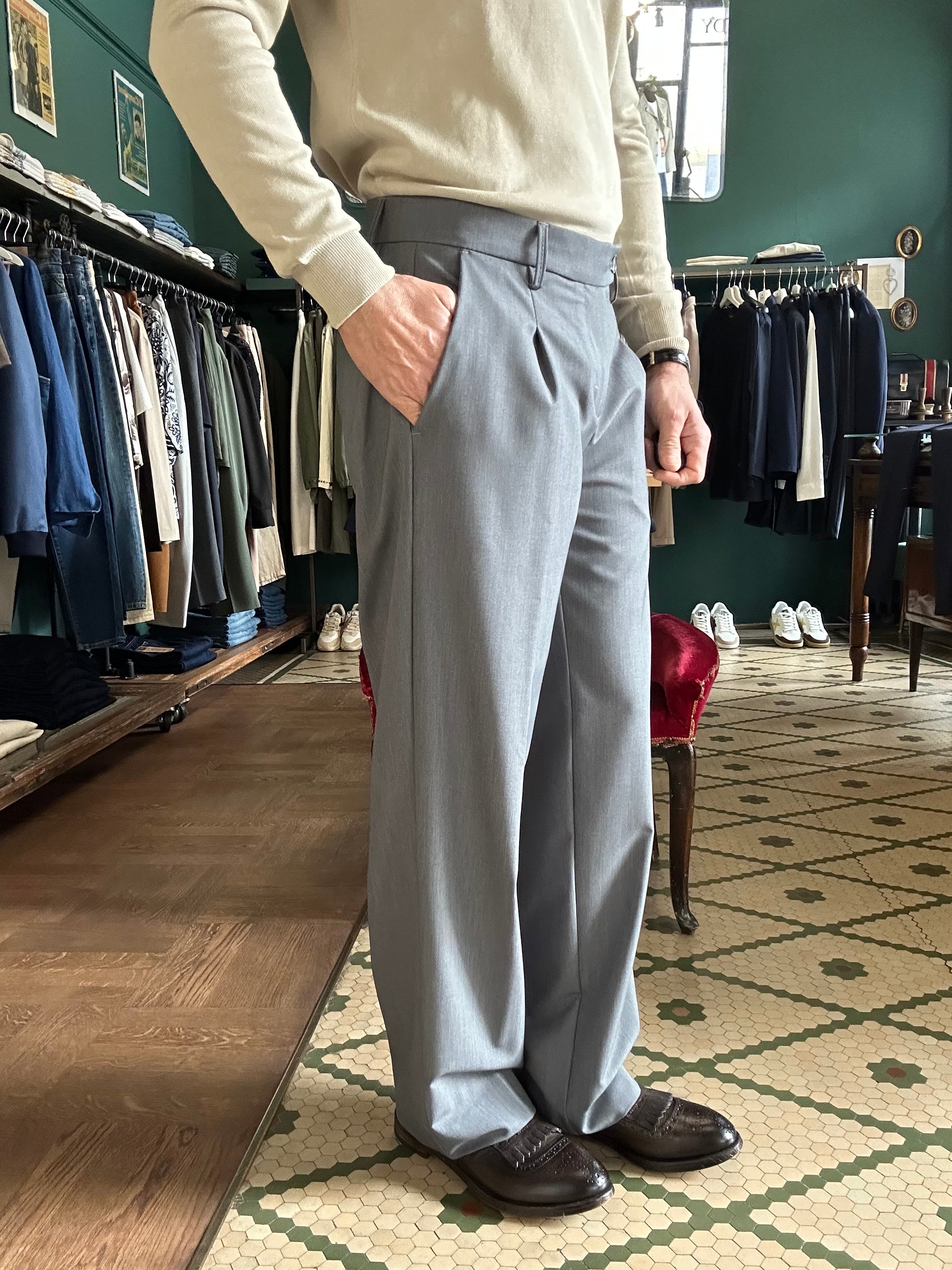 Pantalone Genny effetto grisaglia baggy