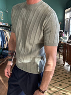Ribbed cotton linen knit