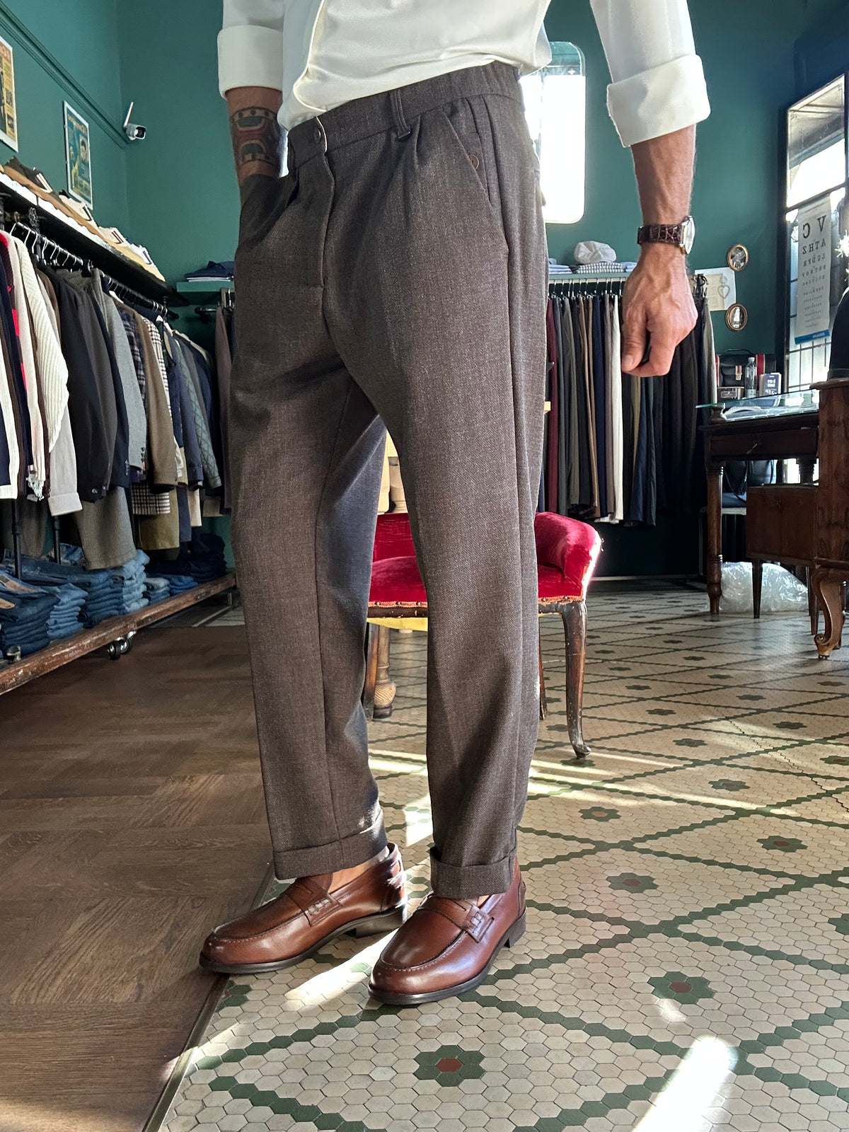 Pantalone Bristol con elastico laterale